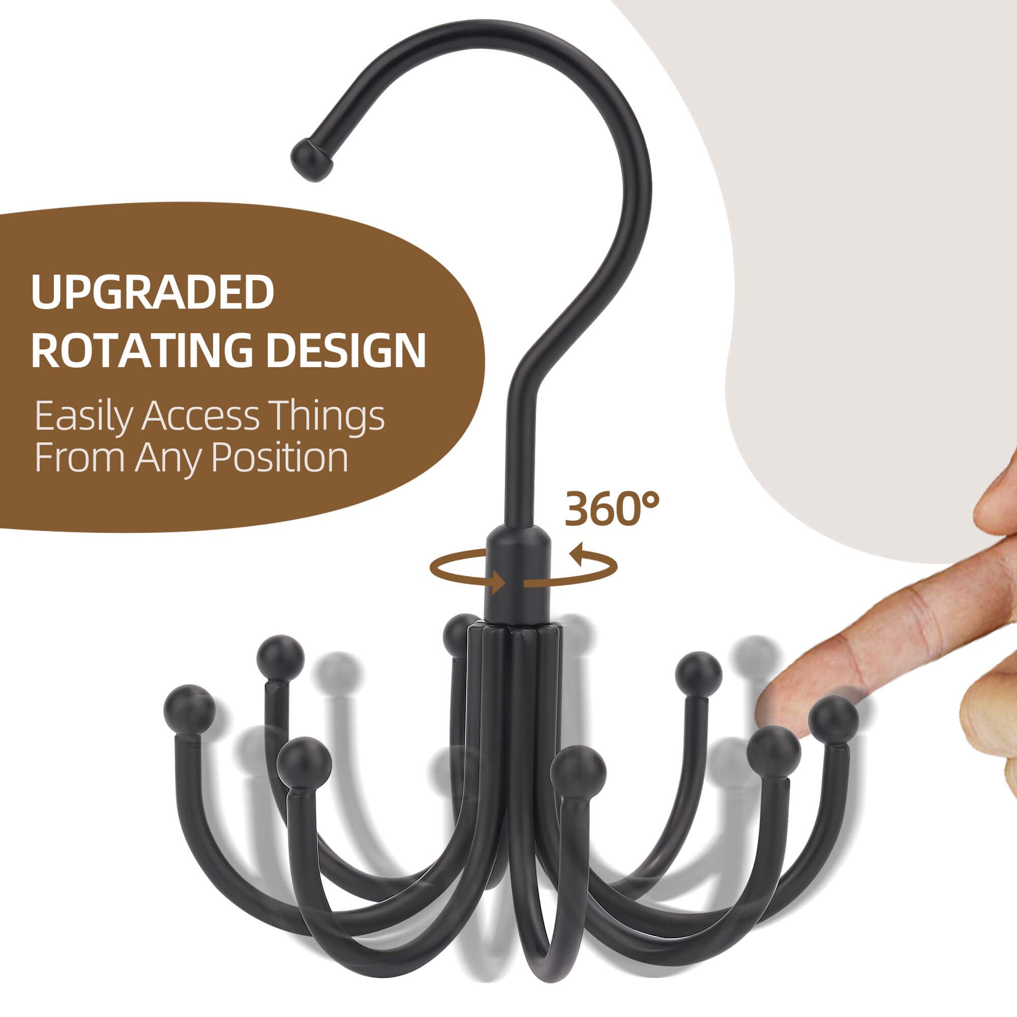 Zedodier Belt Hanger, 4 Pack Rotatable Belt Rack Closet Accessories Organizer, Maximum 24 Storage Capacity, Hanging Holder Stora