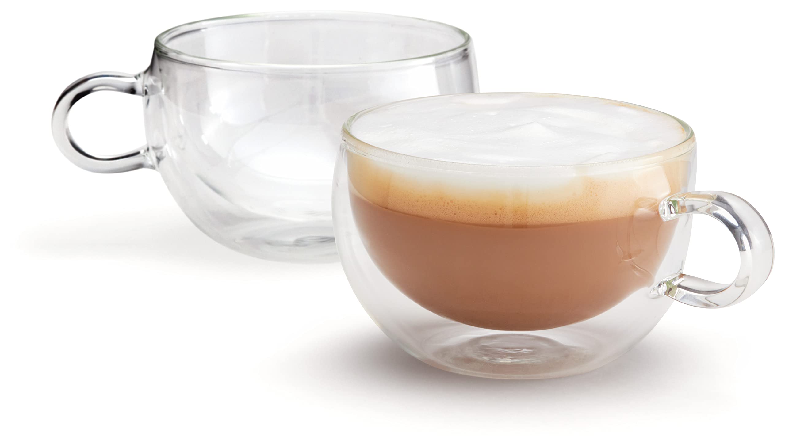 Judge Duo Form JDG64 Set of 2 Latte Glass Coffee Cups with Handle, Hollow Vacuum Sealed, Heat Resistant, Dishwasher Safe, 325ml 