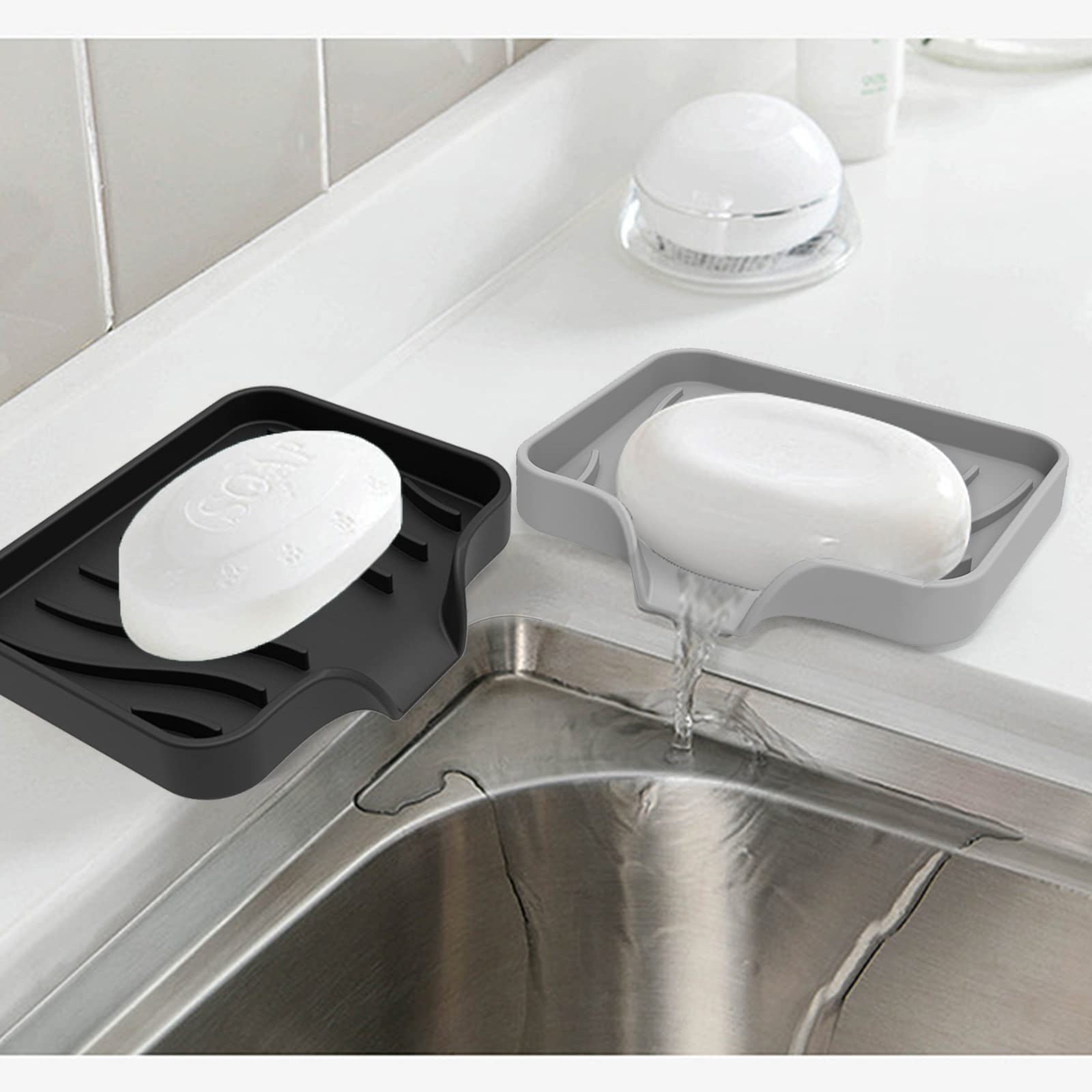 3 Pack Bar Soap Holder, Soap Dish For Shower, Easy To Clean, Soft Silicone Soap Holder, Self Draining Waterfall Soap Holder/Tray