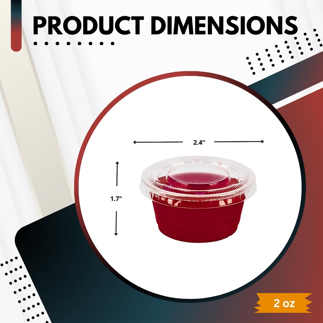 Green Direct 2 oz Disposable Jello Shot Cups with Lids  Pack of 100  Leakproof Condiment Containers for Souffle  Dressings  and More!