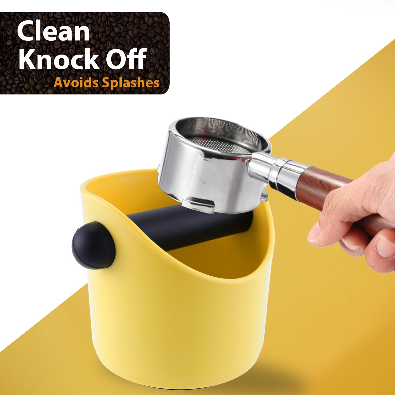 Muulaii Espresso Knock Box, 4.3 Inch Shock-Absorbent Durable Barista Style Coffee Knock Box With Removable Knock Bar And Non-Sli