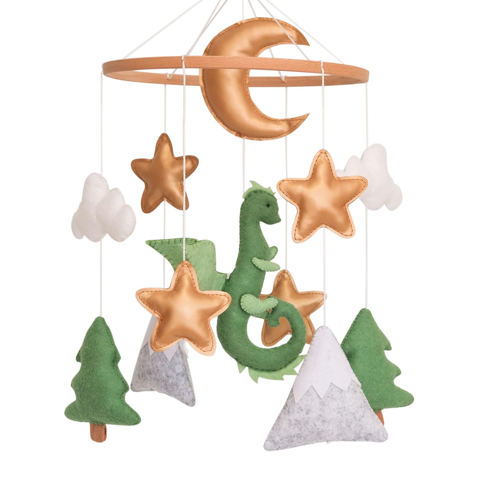 Dragon Baby Mobile, Forest Mobile for Crib, Crib Mobile for Boys and Girls, Nursery Mobile for Bassinet, Pack and Play, Moon, Gr