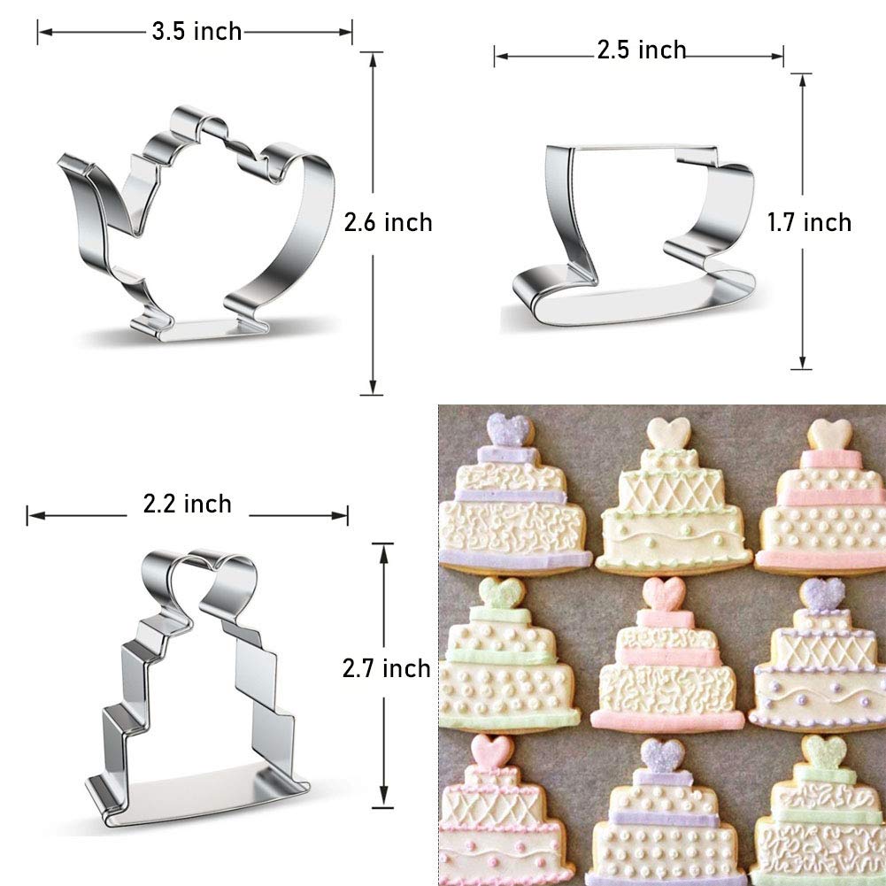 Tea Cookie Cutter Set, 5 Pieces Teapot Teacup Cookie Cutters Kit Stainless Steel Metal Cupcake And Princess Dress Molds Cutters