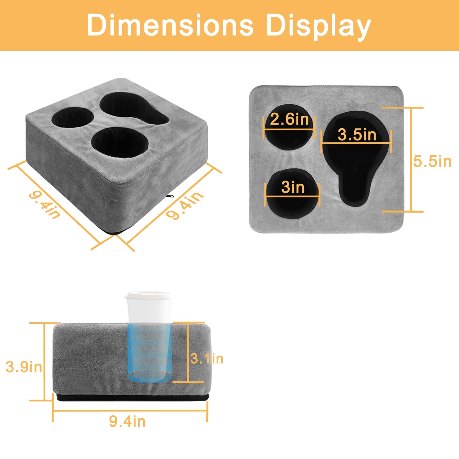 Couch Cup Holder Pillow, Nisdoing Couch Cup Holder Tray! Keep Your Drinks Hand Side And Keeptemp, Prevent Spills And Use Anywher