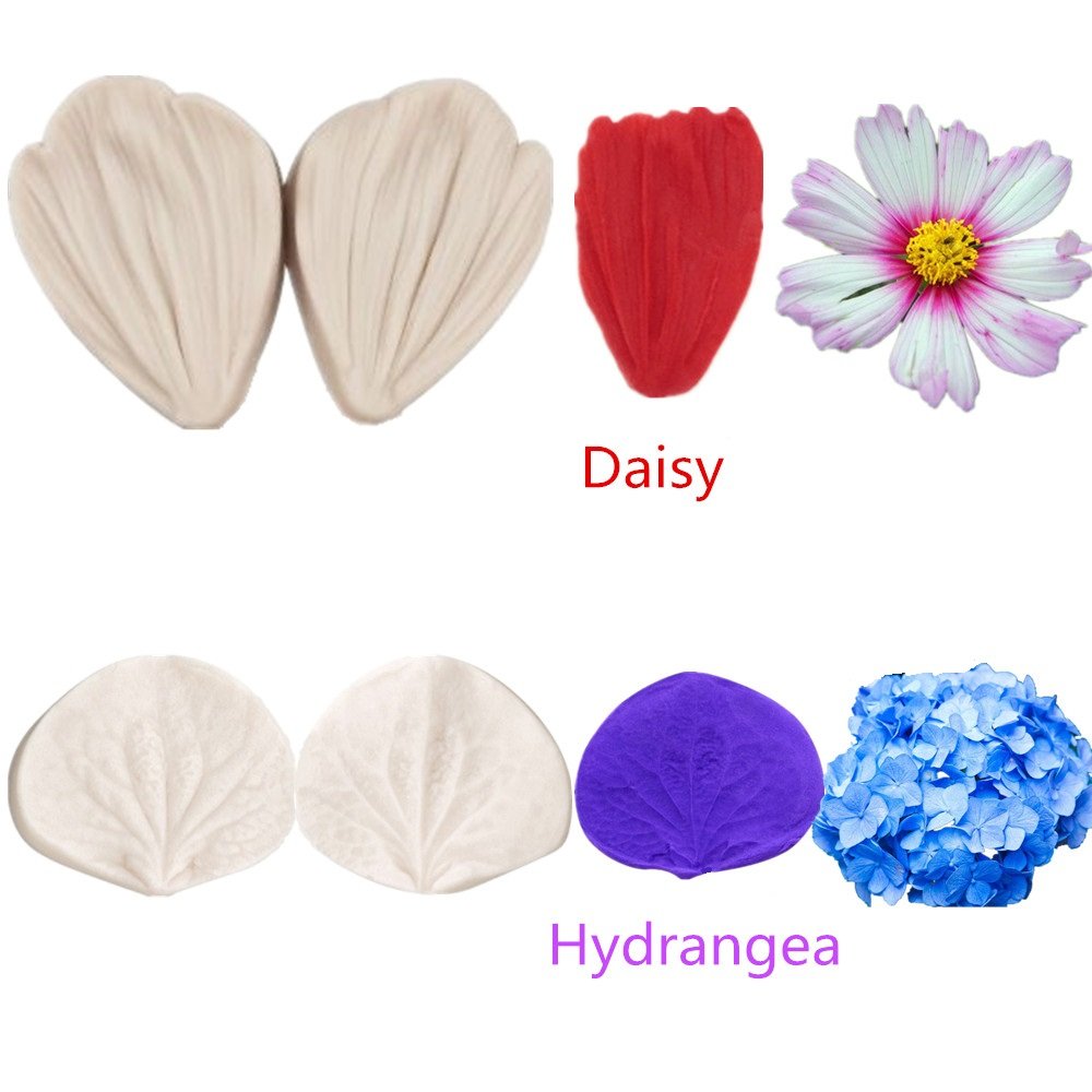 6Set Gumpaste Flower Silicone Veining Mold - Fondant Rose Veined Mold,Gum Paste Peony Flower Mold,Sugar Flower Cake Decorating T