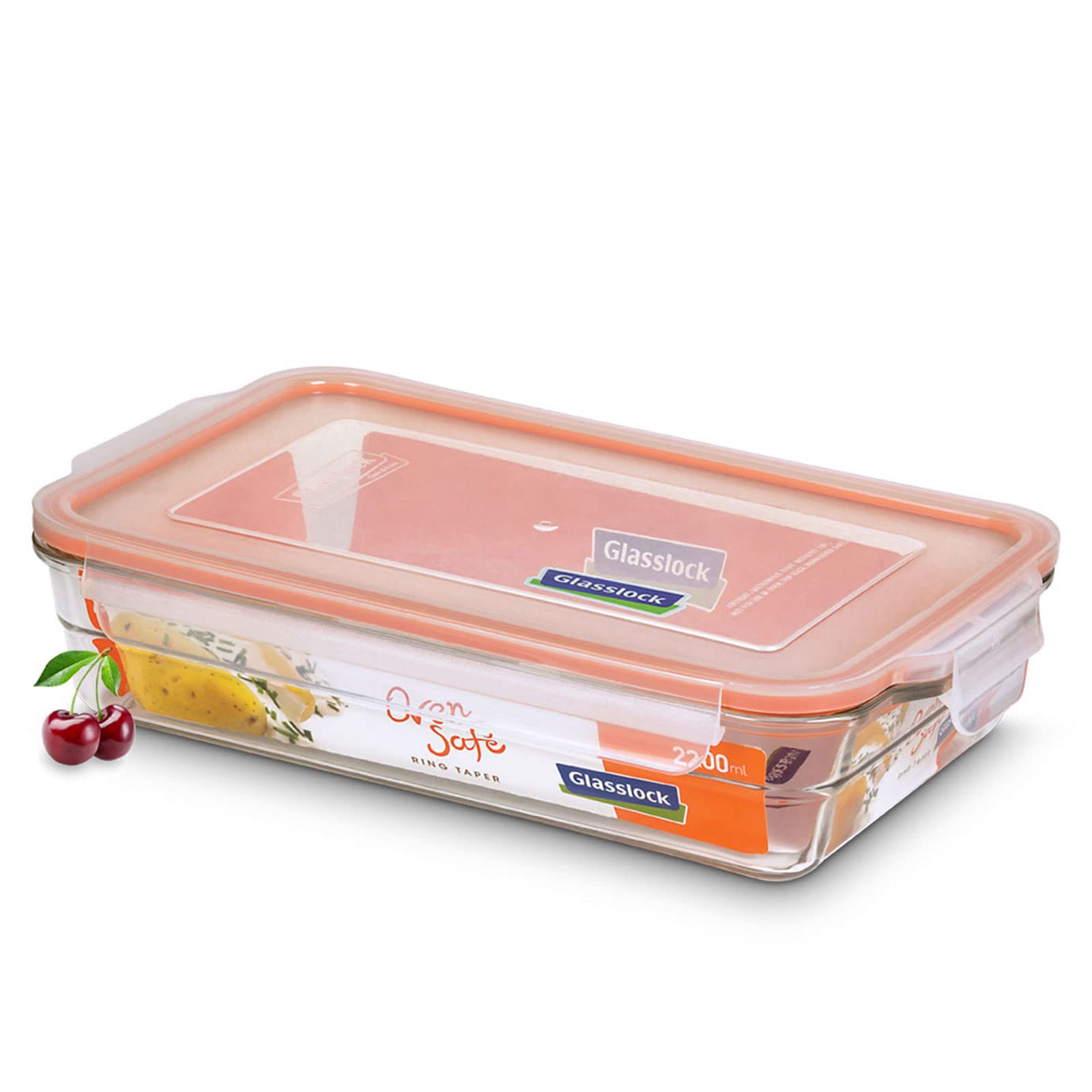 Glasslock Korea Tempered Glass Baking Dish Oven, 2200 Ml, Rectangle  Bakeware With Lid, Airtight  Kitchen Food Storage Contain