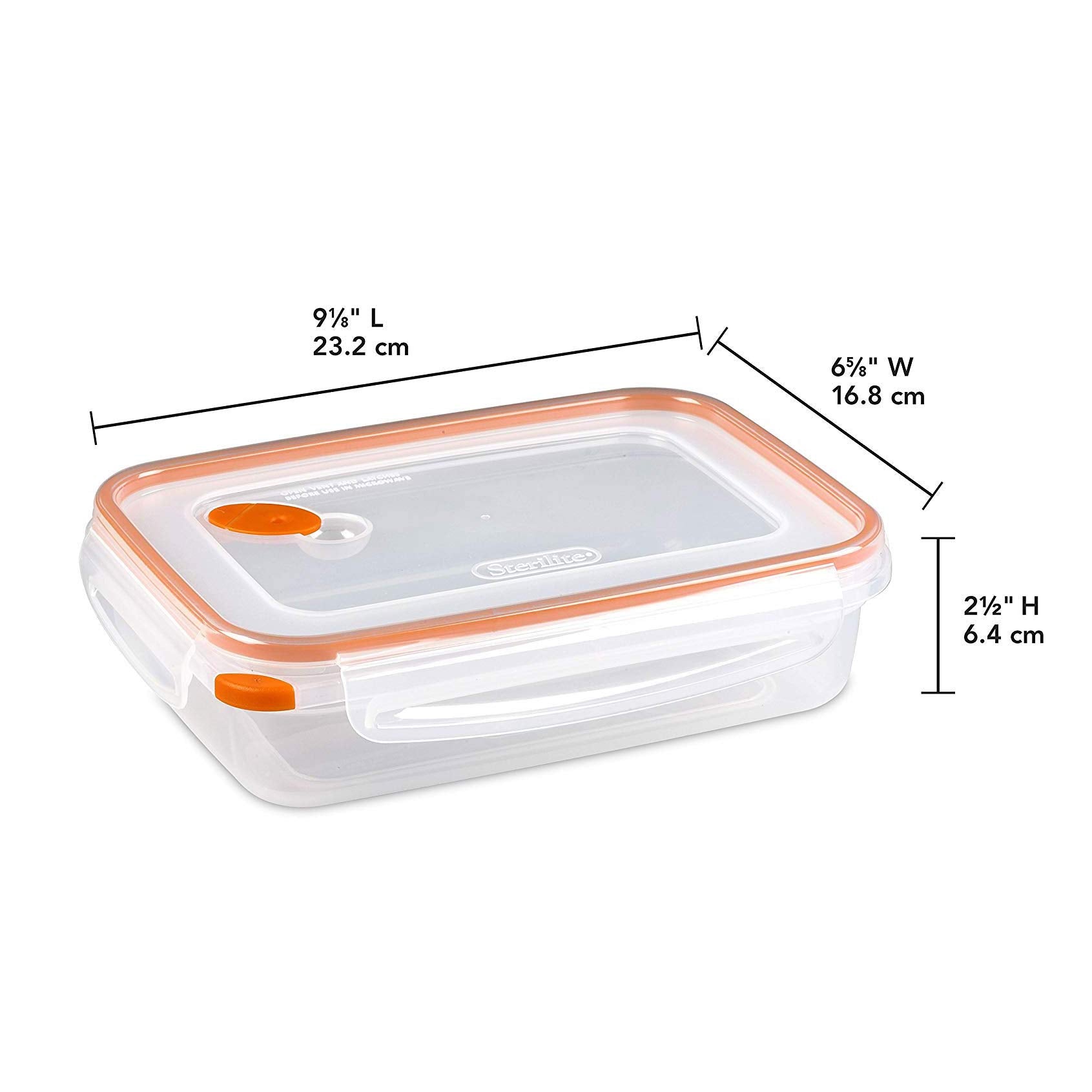 Sterilite Ultra-Seal 5.8 Cup Rectangle, Airtight Food Storage Container, Latching Lid, Microwave And Dishwasher Safe, Clear With