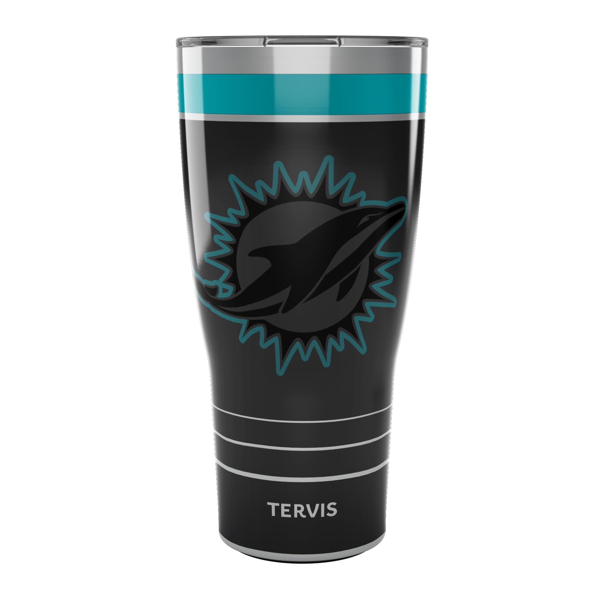 Tervis Traveler NFL Miami Dolphins  Night Game Triple Insulated Tumbler Travel Cup Keeps Drinks Cold & Hot, 30oz, Stainless Ste