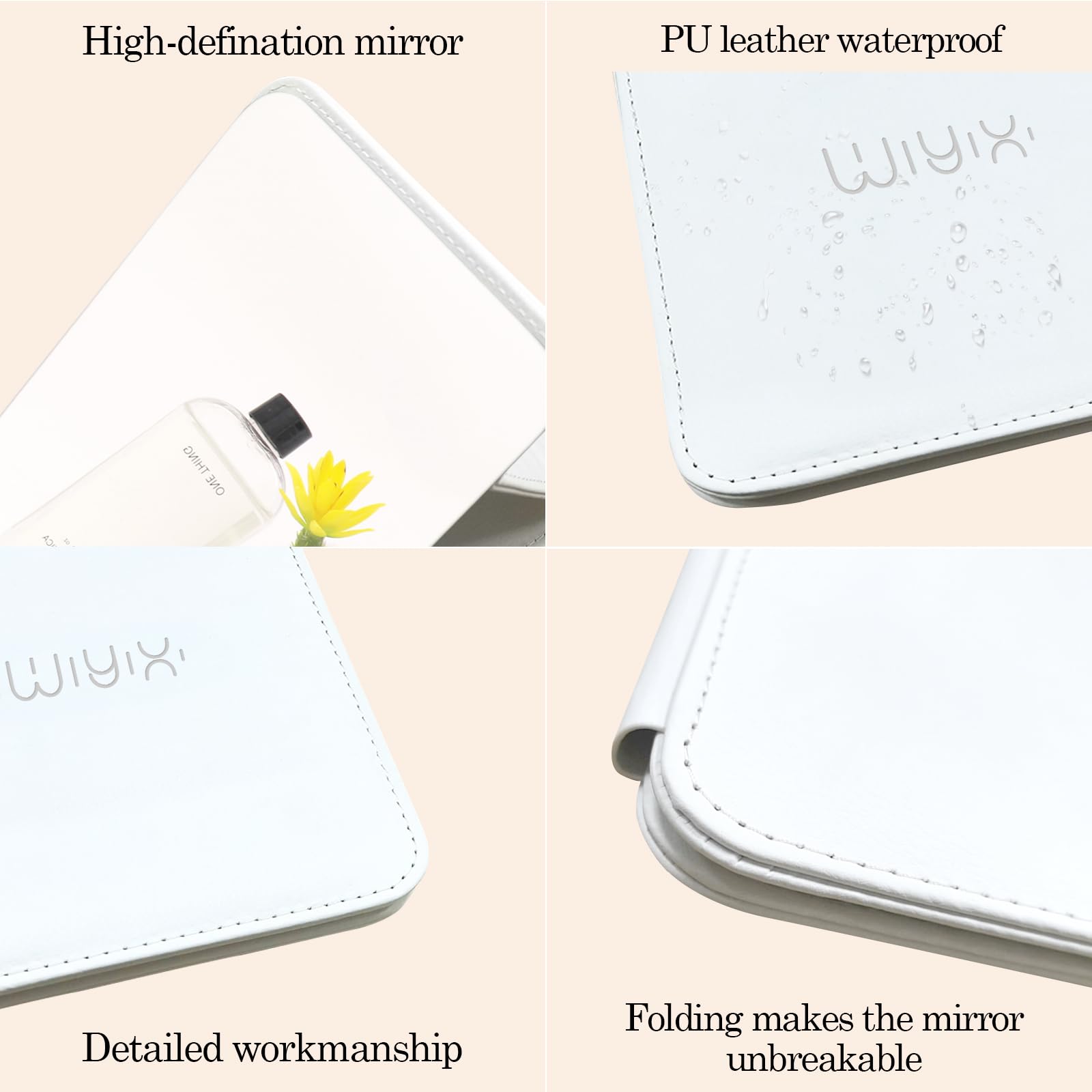Syhitou Foldable Travel Makeup Mirror, Adjustable Angle Portable Standing Vanity Mirror, Compact Pu Leather Design For Home/Camp