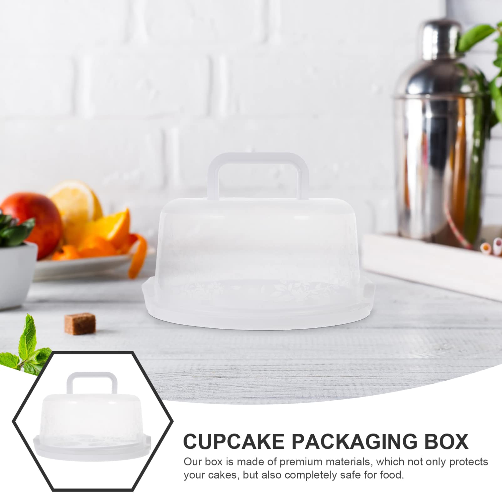 Alipis Cake Cupcake Carrier Portable Cake Holder With Lid And Handle, Cupcake Packaging Storage Display Boxes Round Cake Contain