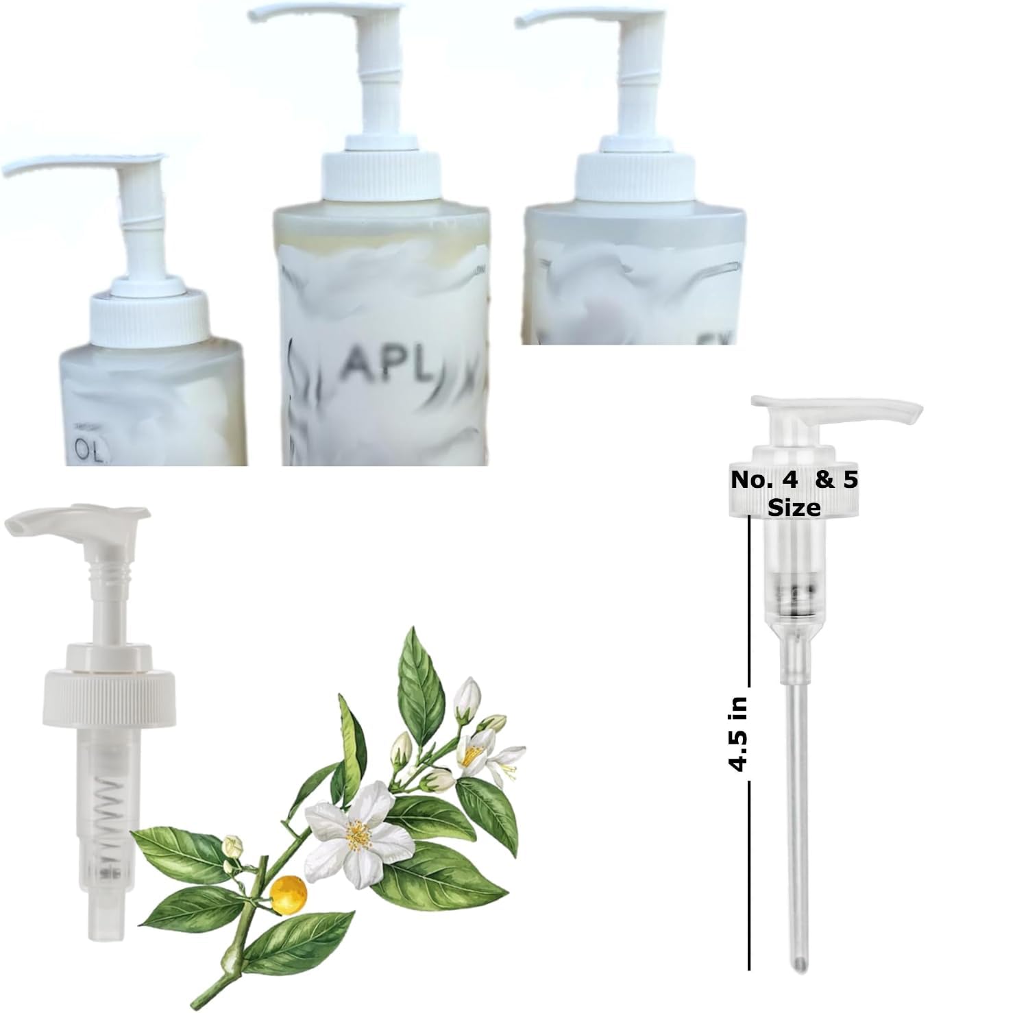 Dispenser Pumps Compatible With Olaplex No. 4 Shampoo And No. 5 Conditioner 8.5 Oz, 250 Ml Size Bottles, One White Pump Only By