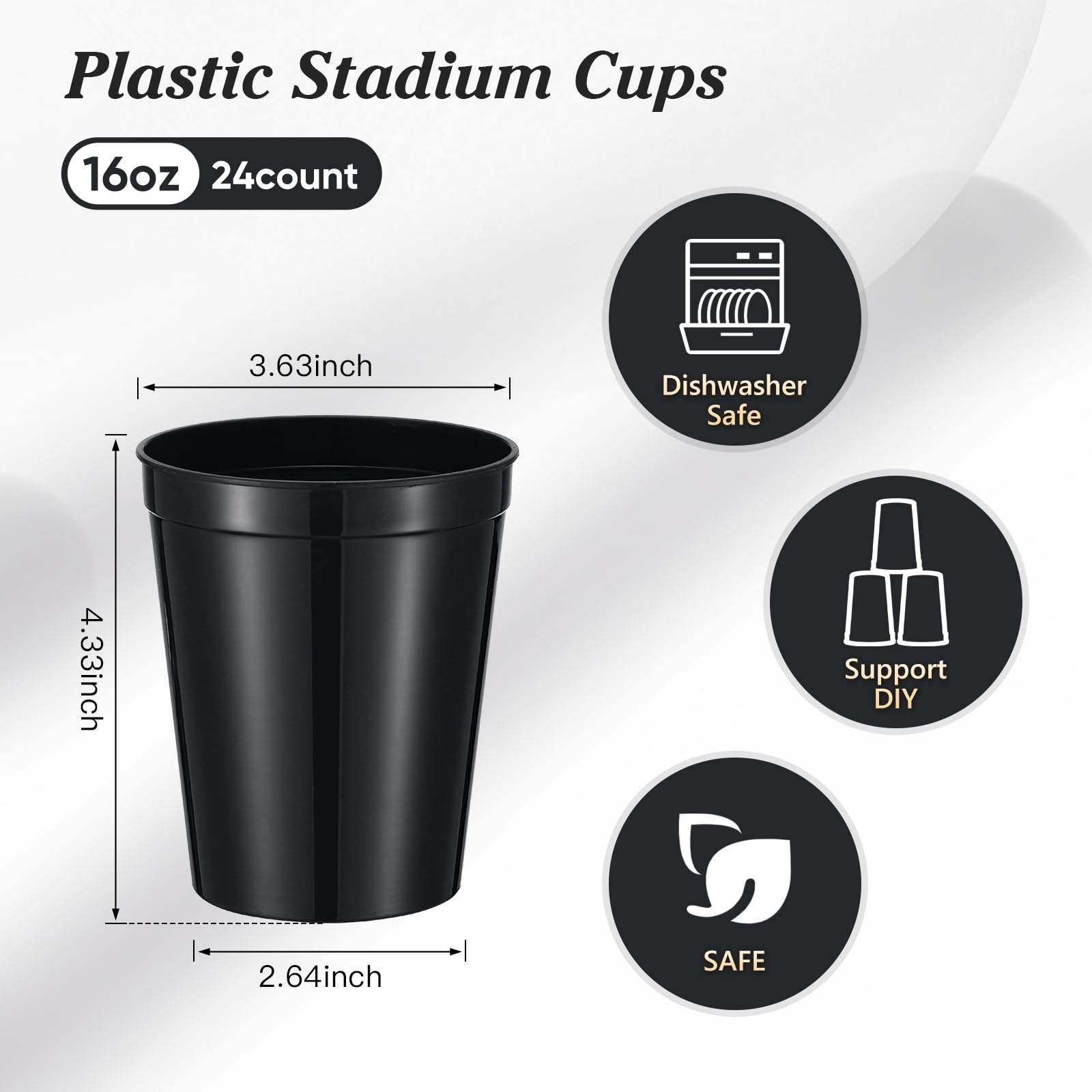 Mifoci 24 Pcs Stadium Plastic Cups Blank Reusable Drink Tumblers Bulk Stackable Drinking Stadium Tumbler For Kids Birthday Party
