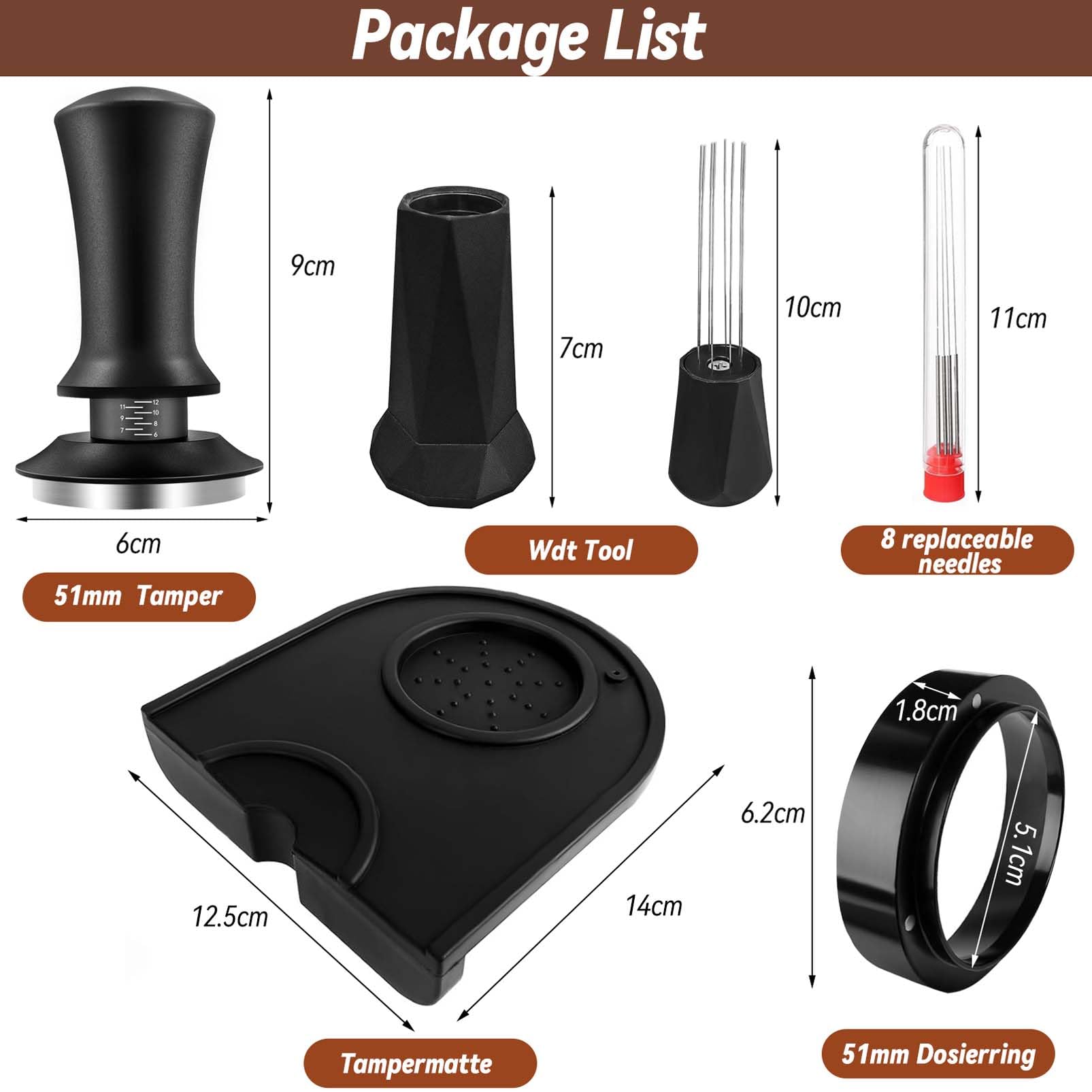 Espresso Tamper, Coffee Tamper With Espresso Distribution Tool, Espresso Tamper Mat, Espresso Dosing Funnel, Espresso Accessorie