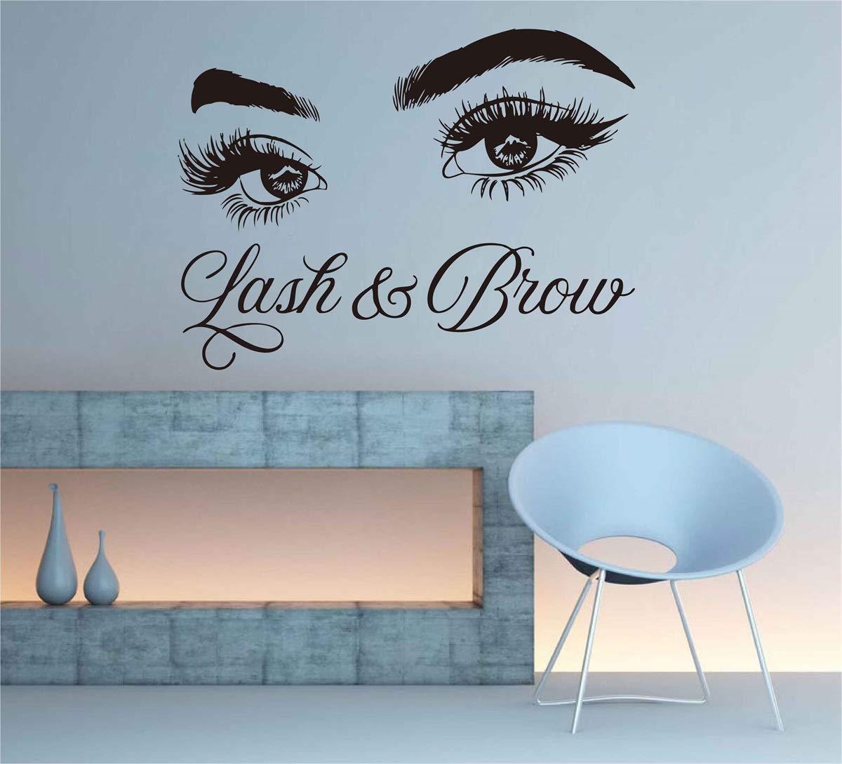 Lash & Brow Wall Decal Eyelash Extension Beauty Salon Decoration Make Up Room Wall Stickers Ll300 (Black)