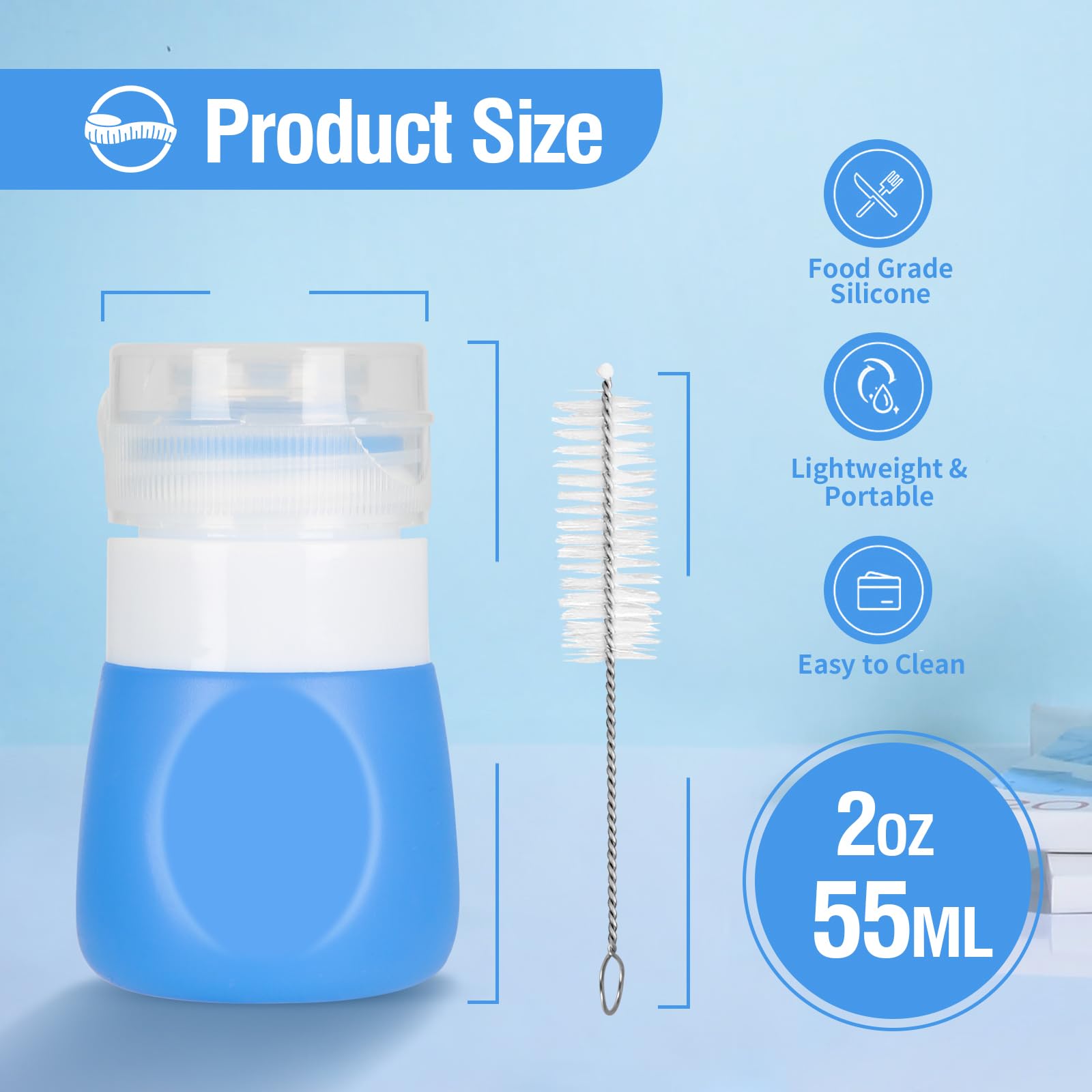Timiuu Squeeze Salad Dressing Bottles With Cleaning Brush | Portable Sauce Bottles Condiment Bottles | Dressing To Go For Lunch