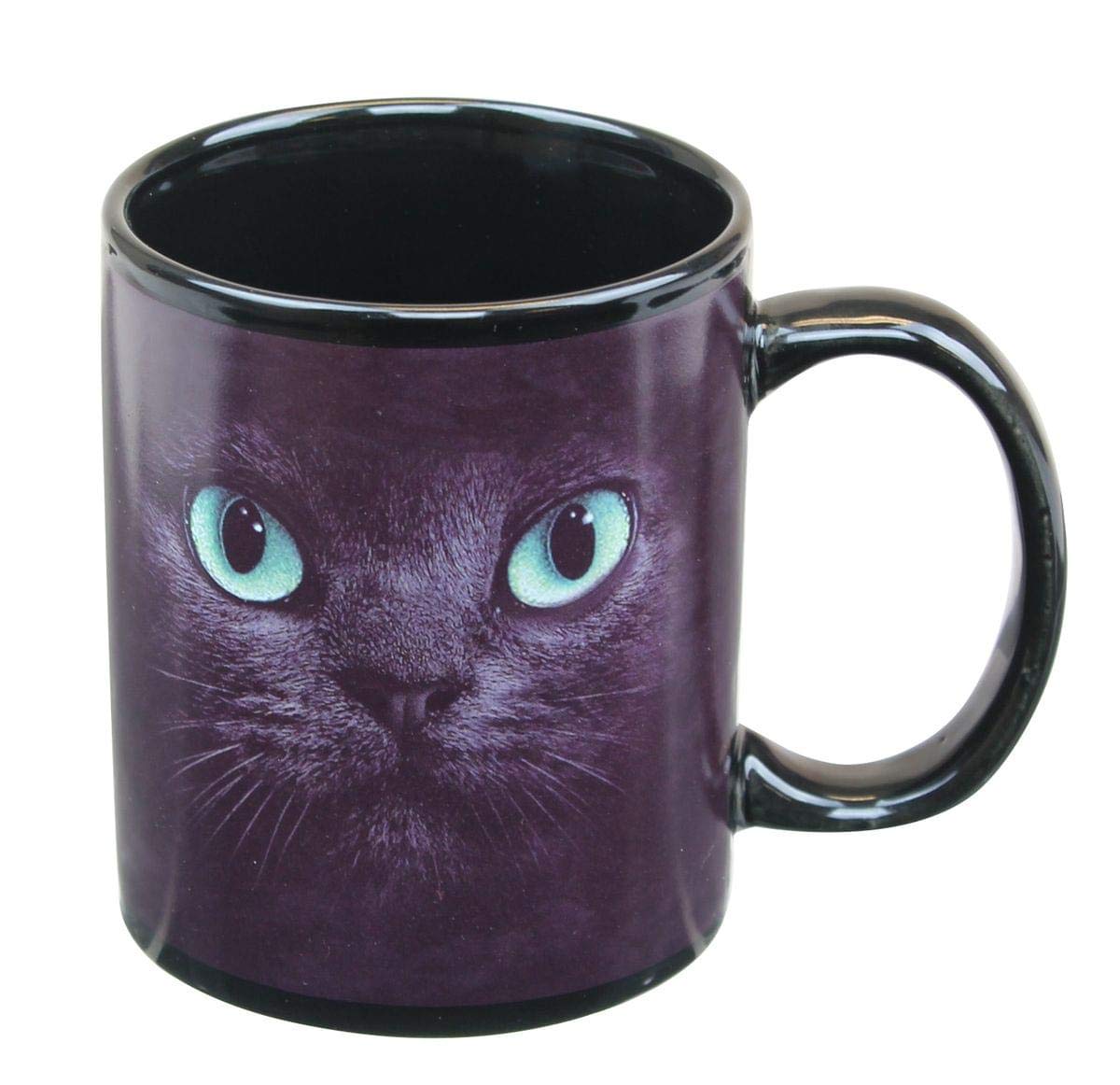 JUST FUNKY Black Cat With Green Eyes 11oz Coffee Mug
