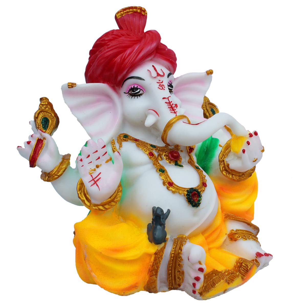 Kd Hub Lord Ganesh Idol For Home Decor & Office - Pagadi Ganesh Murti - (23 Cm) (White)(Medium Size)