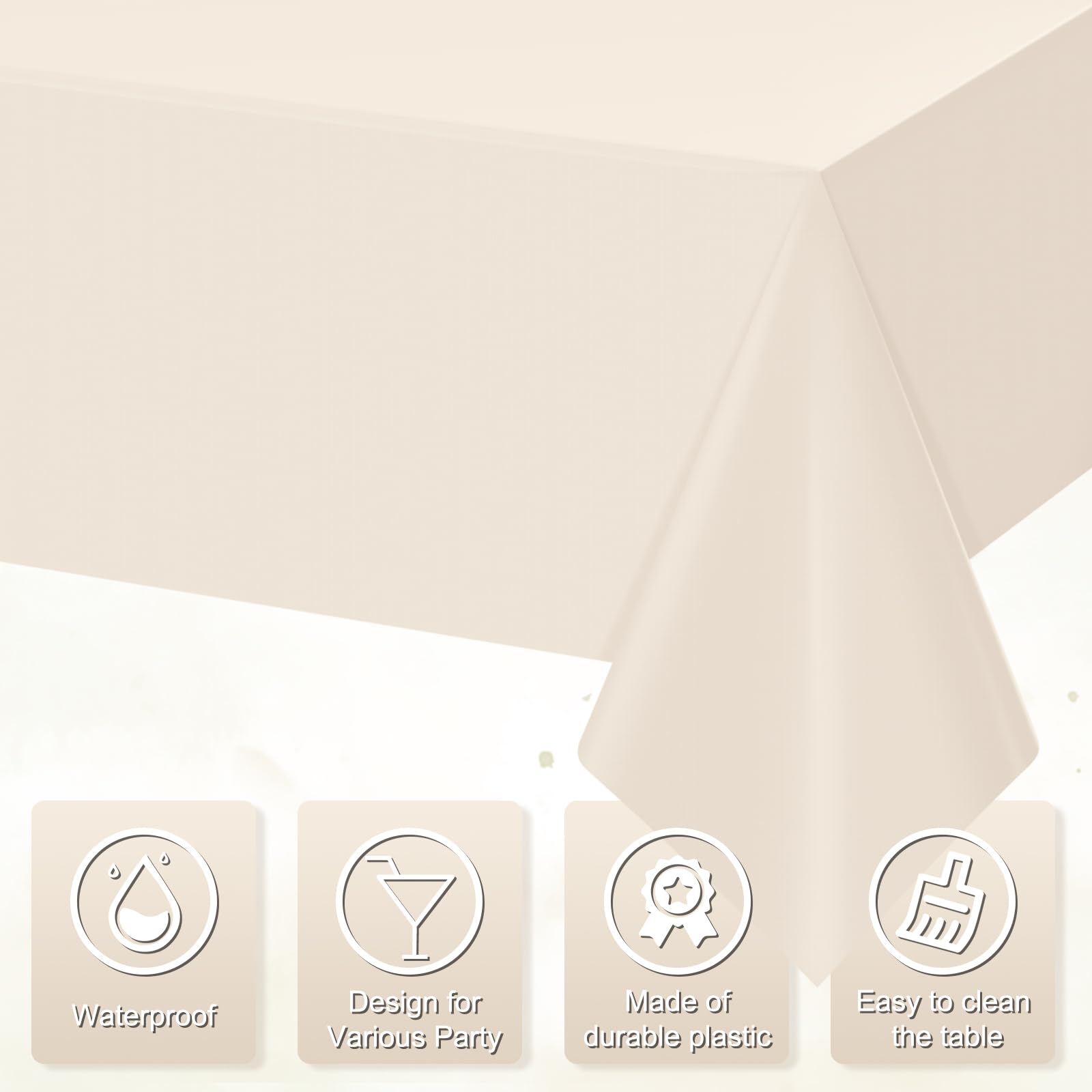 YIDAKO 6Pcs Brown Plastic Tablecloths for Rectangle Tables,Disposable Chocolate Table Cloth,Waterproof Tan Table Cover for Fall