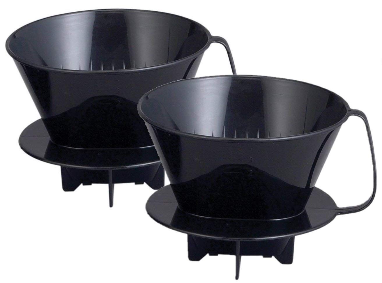 Fino Pour-Over Coffee Brewing Filter Cone, Number 4-Size, Black, Brews 8 To 12-Cups, Set Of 2