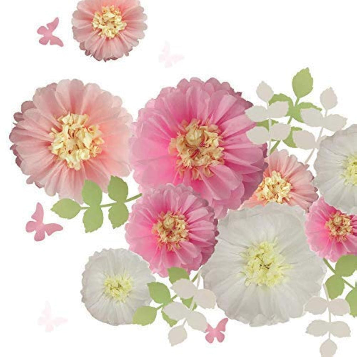 Fonder Mols Tissue Paper Chrysanth Flowers With Butterfly And Olive Leaves For Wedding Baby Shower Nursery Room Parties & Events