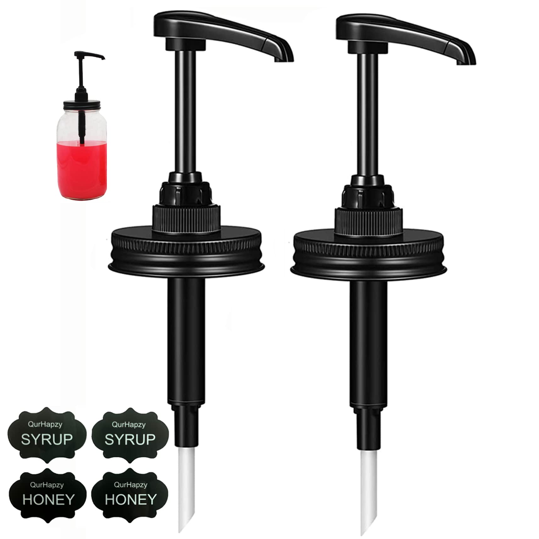 Honey & Maple & Syrup Mason Jar Dispenser Pumps, Use for 2.75 Inch Regular Mouth, Stainless Steel Cap ande Food Safety Jam Pump,