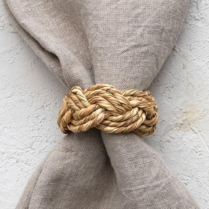 Creative Co-Op 2 Inches Round Braided Seagrass, Natural, Set Of 4 Napkin Ring