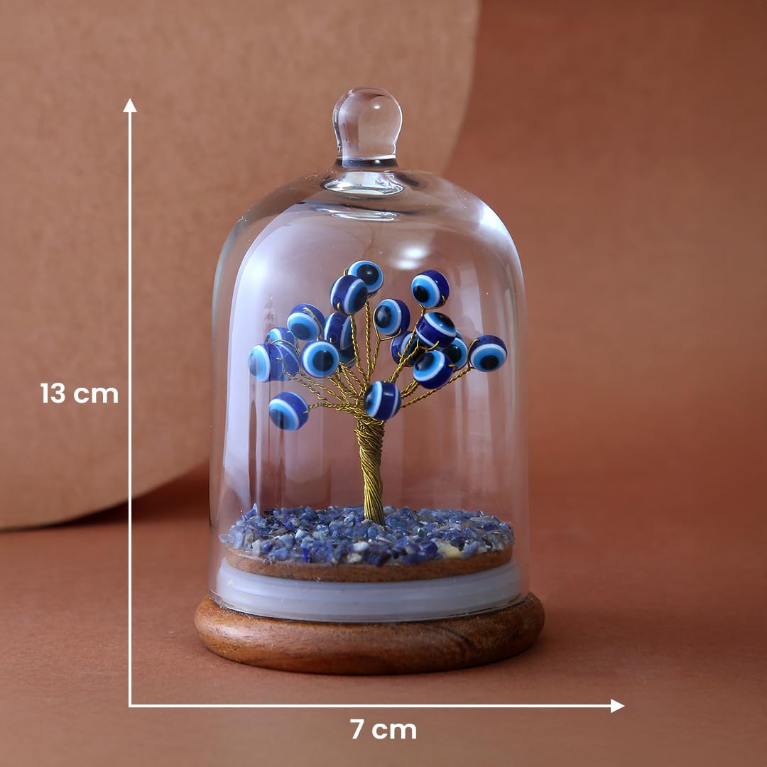Astrotalk Evil Eye Crystal Dome Tree | Protects from Negative Energy | Feng Shui Items For Good Luck | Home Decor For Living Room & Bedroom | Housewarming Gifts | Aesthetic Home Decor Items,7 Cm