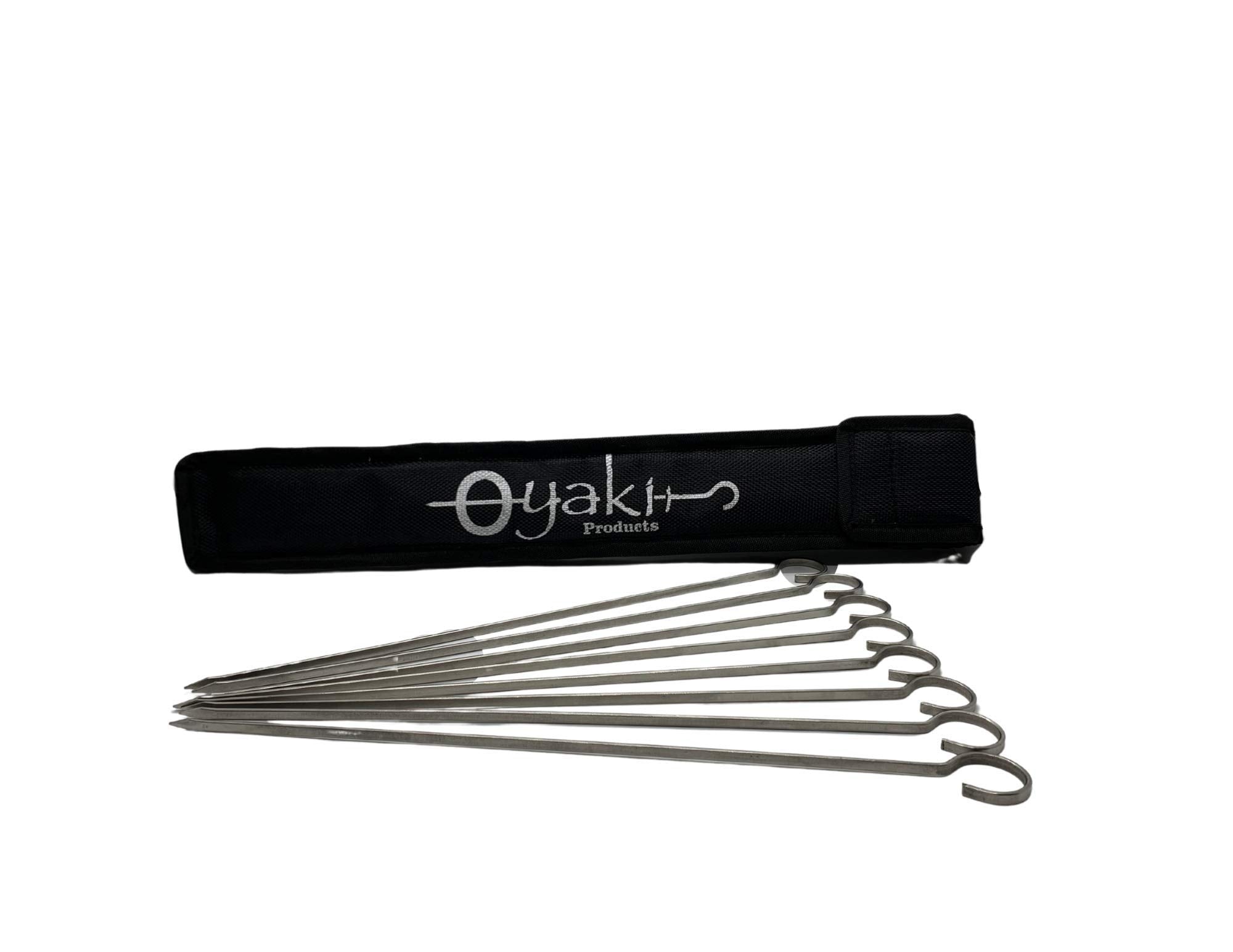 Flat Metal Kabob Skewers For Grilling - 12'' Bbq Skewers Stainless Steel With Storage Bag - Set Of 8 Dishwasher Safe Flat Metal