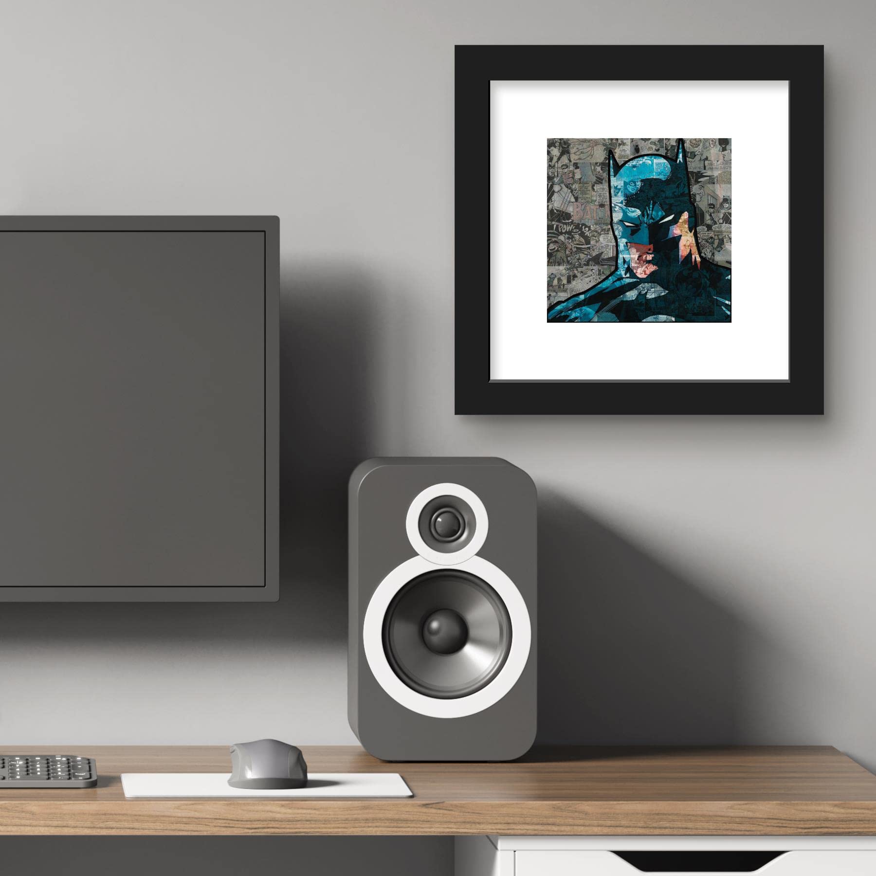 Trends International Gallery Pops Dc Comics - Batman Headshot Collage Wall Art Wall Poster, 12.00'' X 12.00'', Black Frame Versi