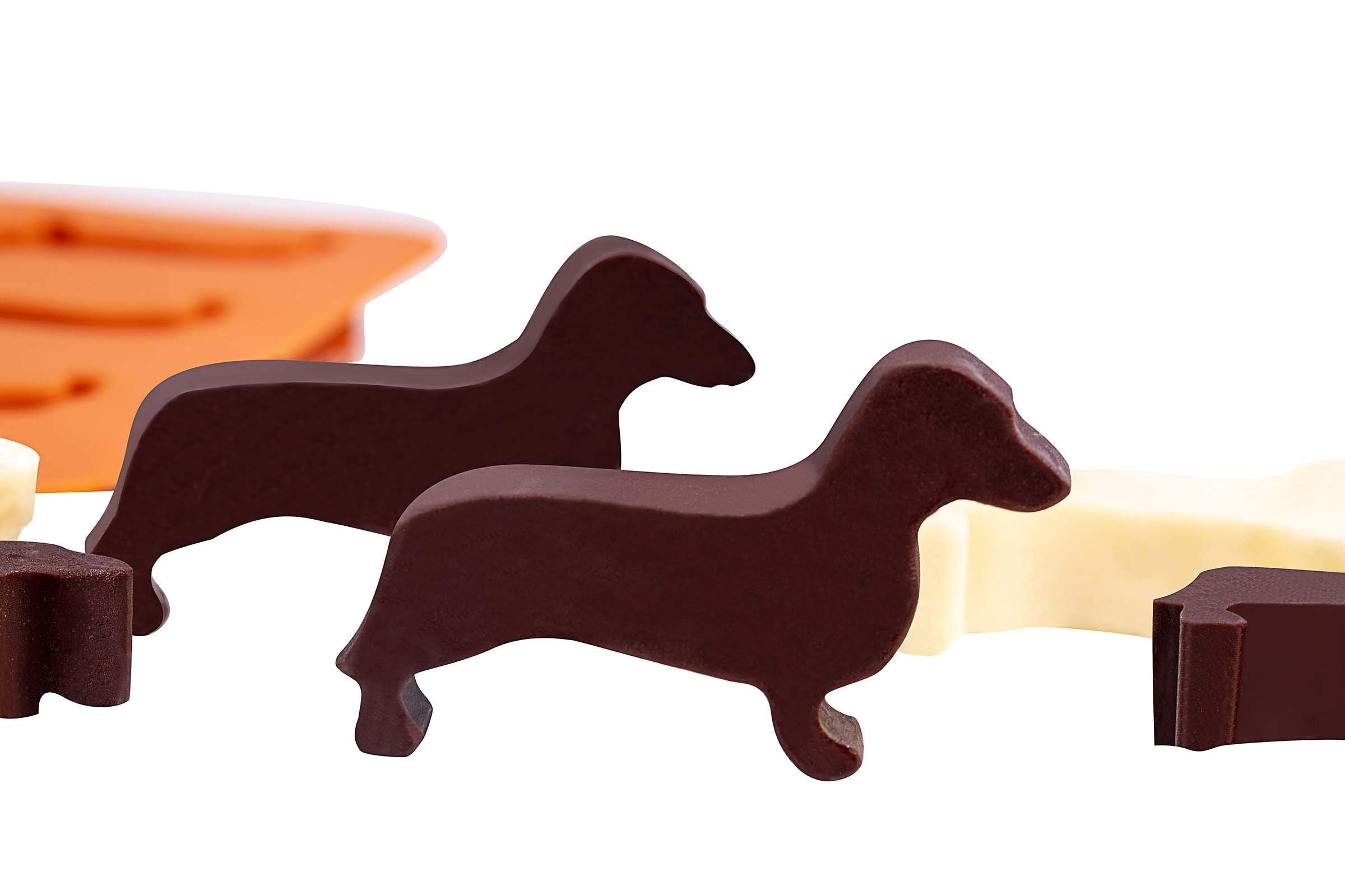Lywuu Dachshund Dog Shaped Silicone Ice Cube Molds And Tray Brown