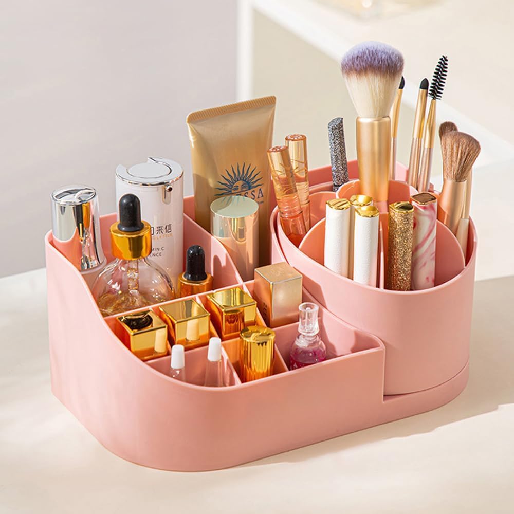 Leawall Makeup Organiser Cosmetic Makeup Lipstick Storage Box With Drawer Plastic Case Holder Skin Care Products For Dressing Ta