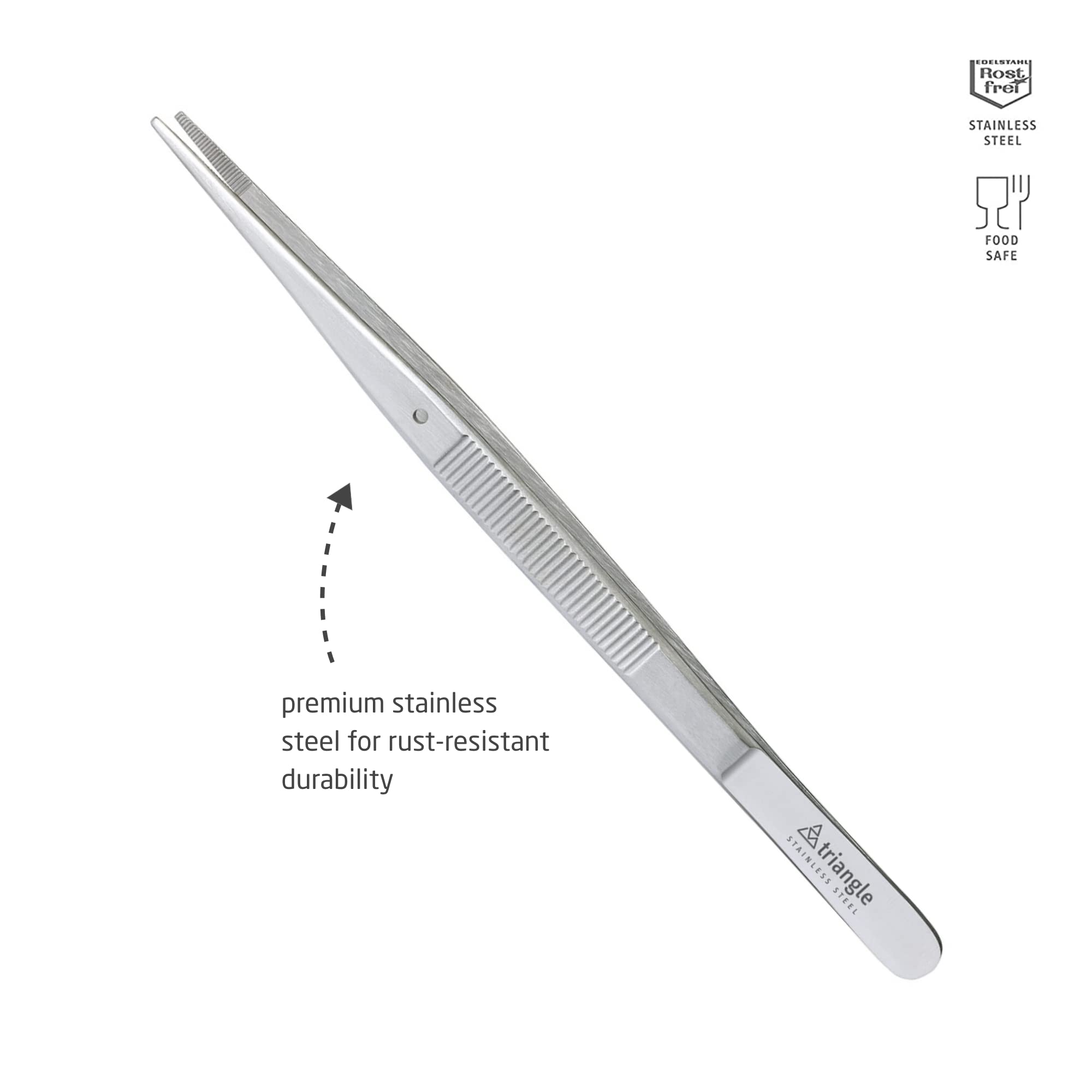 Triangle Barbecue Tweezers - 15 Cm - Stainless Steel Straight Culinary Tweezers For Precise Grilling, Plating & Serving - Dishwa