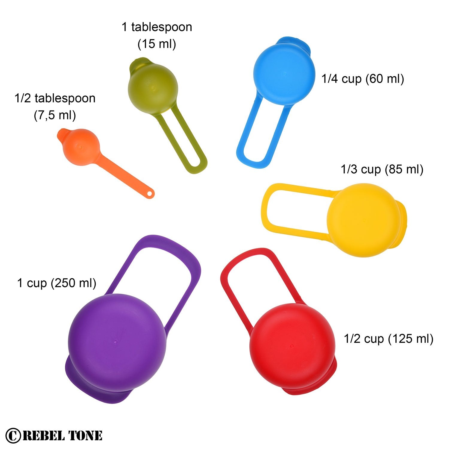 Measuring Cups And Spoons - Set Of 6 - That Can Be Nested To Save Space - Easy To Clean, Dishwasher Safe - Durable2 Cup,1 Cup.)