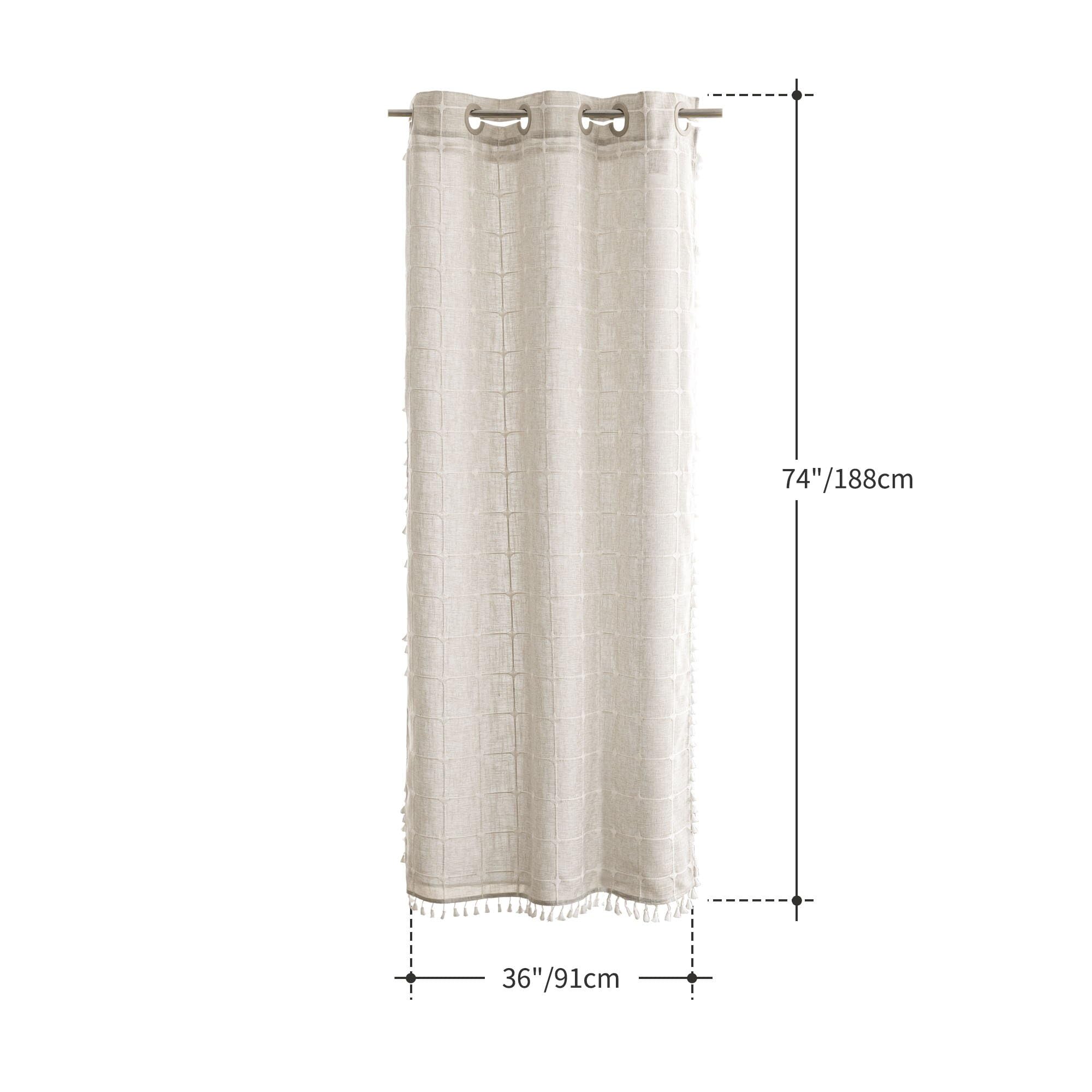 River Dream Linen Farmhouse Shower Curtain With Snap-In Liner, No Hooks Needed,With Magnets,With Tassels,Water Repellent&Machine