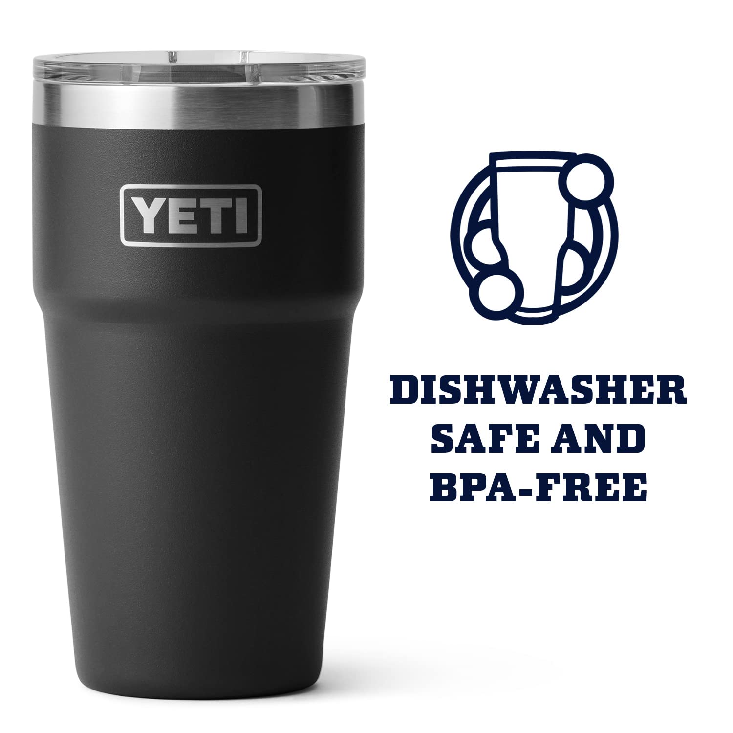 Yeti Rambler Stackable Pint, Vacuum Insulated, Stainless Steel With Magslider Lid, Black