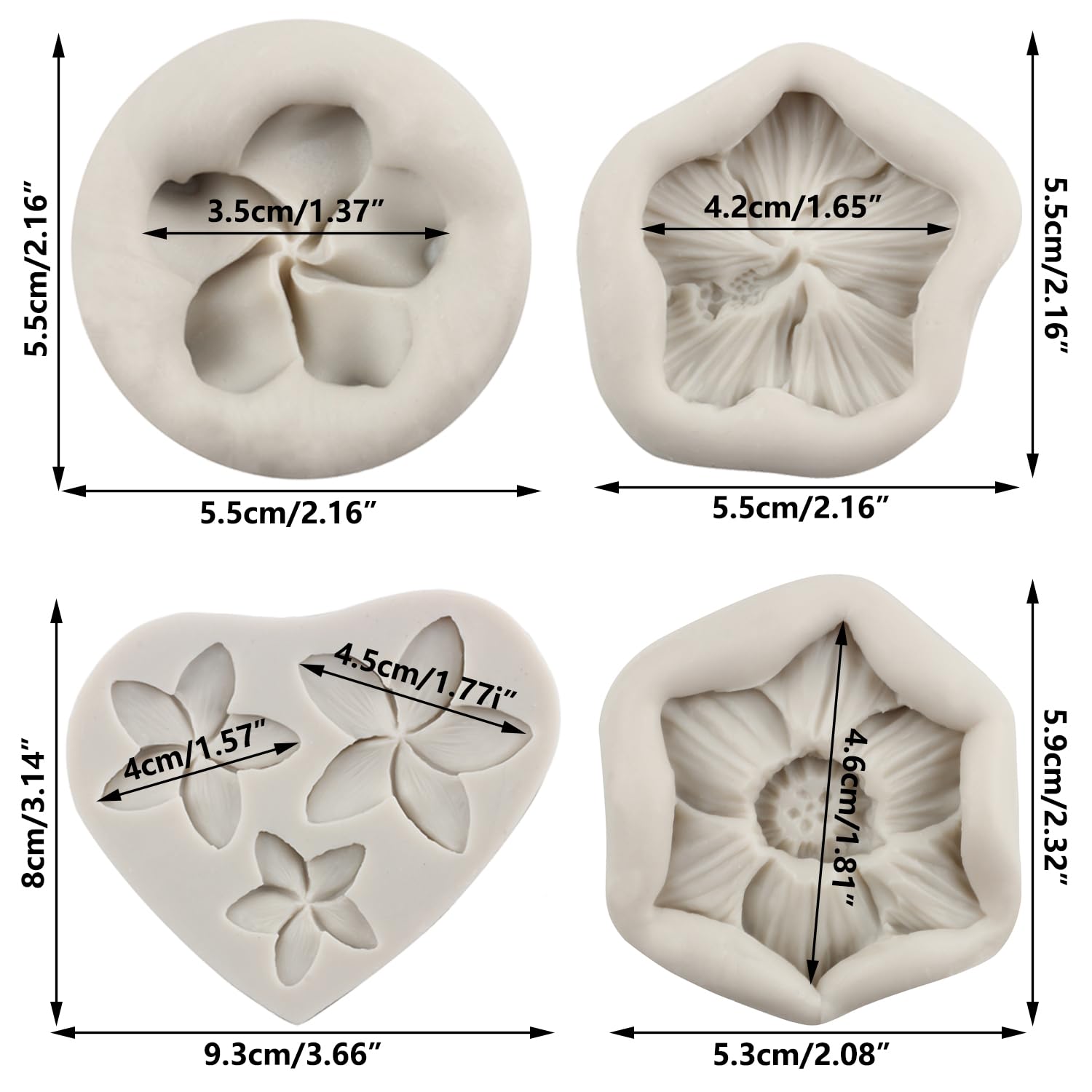 Sijiangmold Frangipani Plumeria Flower Floral Silicone Mold Hibiscus Flower Fondant Molds For Cake Decorating Cupcake Topper Can