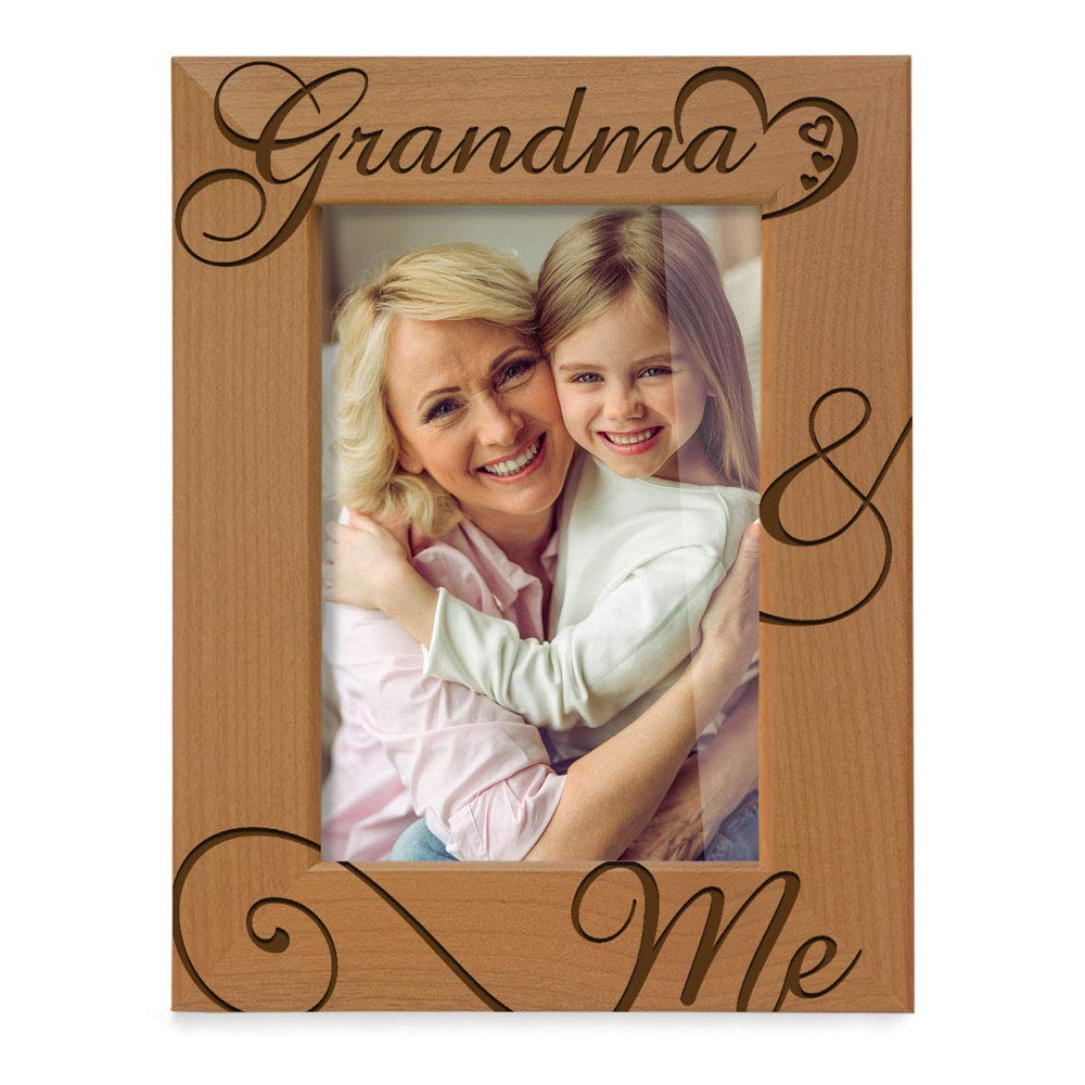 KATE POSH Grandma and Me Engraved Natural Wood Picture Frame, I Love You Grandma, Grandparents Day, Best Grandma Ever, Grandmot