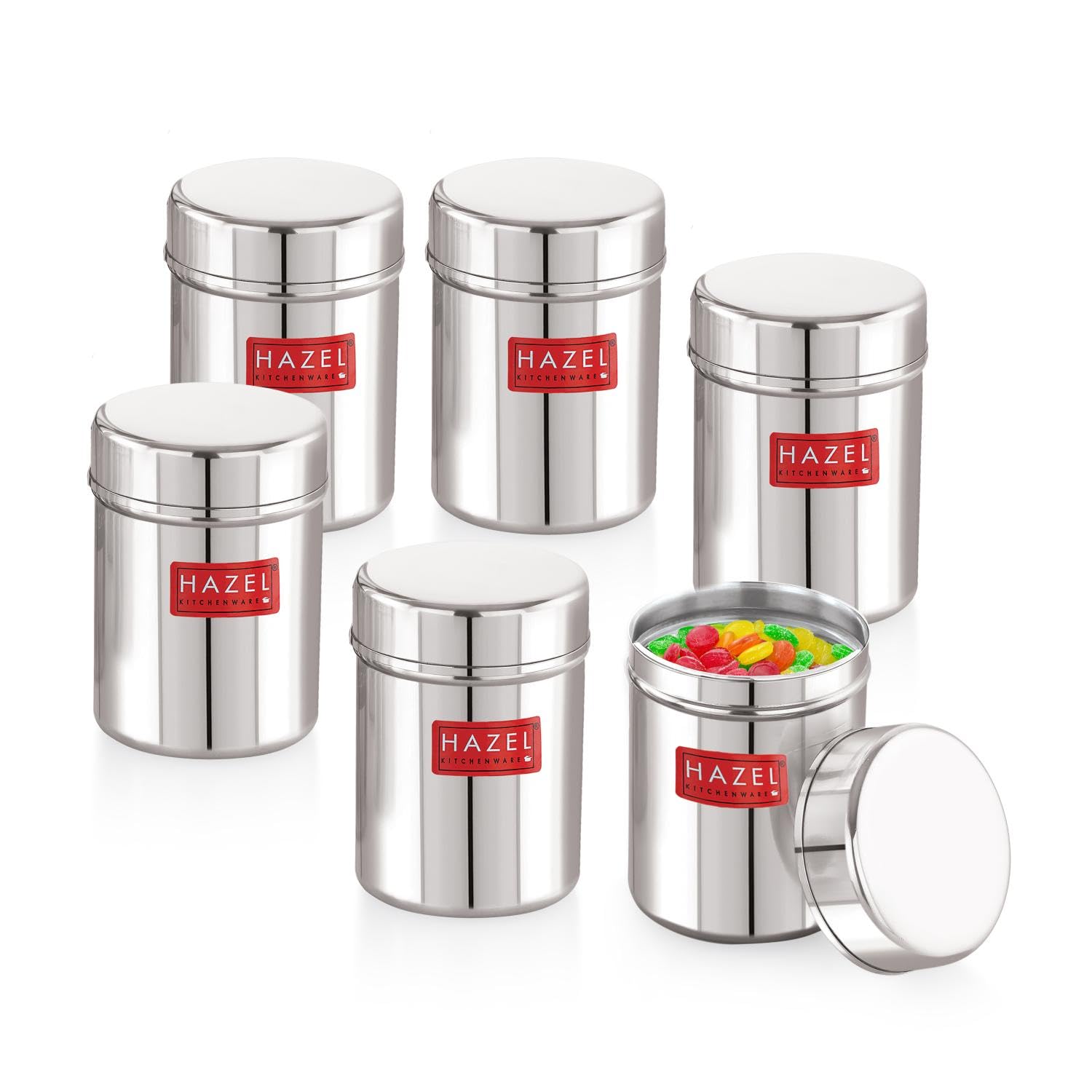 Hazel Stainless Steel Kitchen Containers Set Of 6, 200 Ml | Air Tight Storage Box For Kitchen | Durable Steel Storage Containers