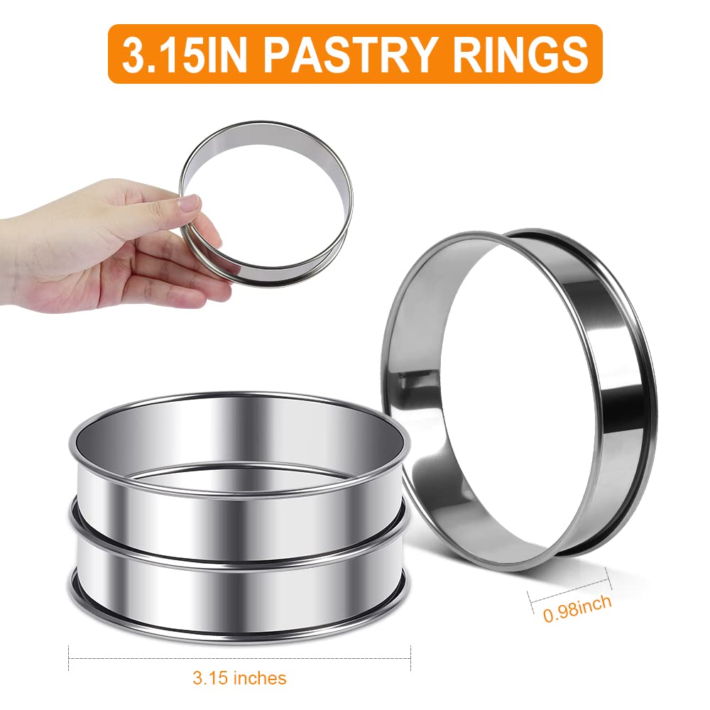 Arritz 3.15Inch English Muffin Rings, 6Pcs Double Rolled Stainless Steel Rings Molds For Cooking English Muffin