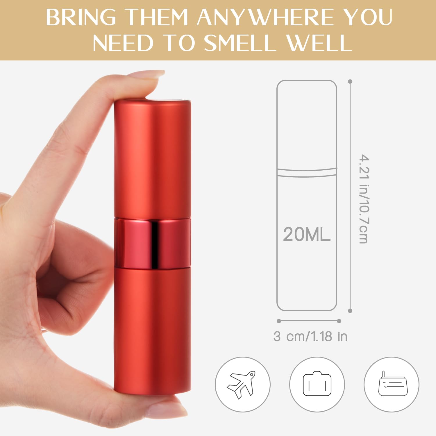Honeydak 7 Pcs 20 Ml Perfume Dispensel Travel Refillable Perfume Bottles Large Cologne Perfume Spray Bottle Empty Pocket For Tra