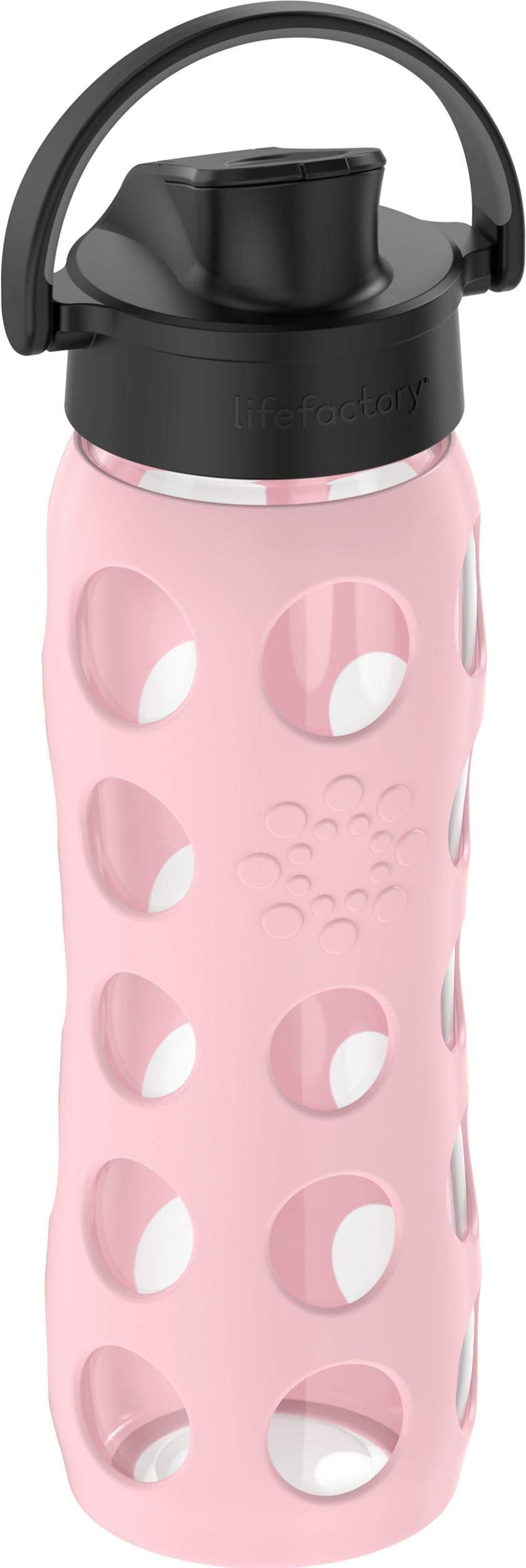 Lifefactory 22-Ounce Glass Water Bottle With Active Flip Cap And Protective Silicone Sleeve, Desert Rose