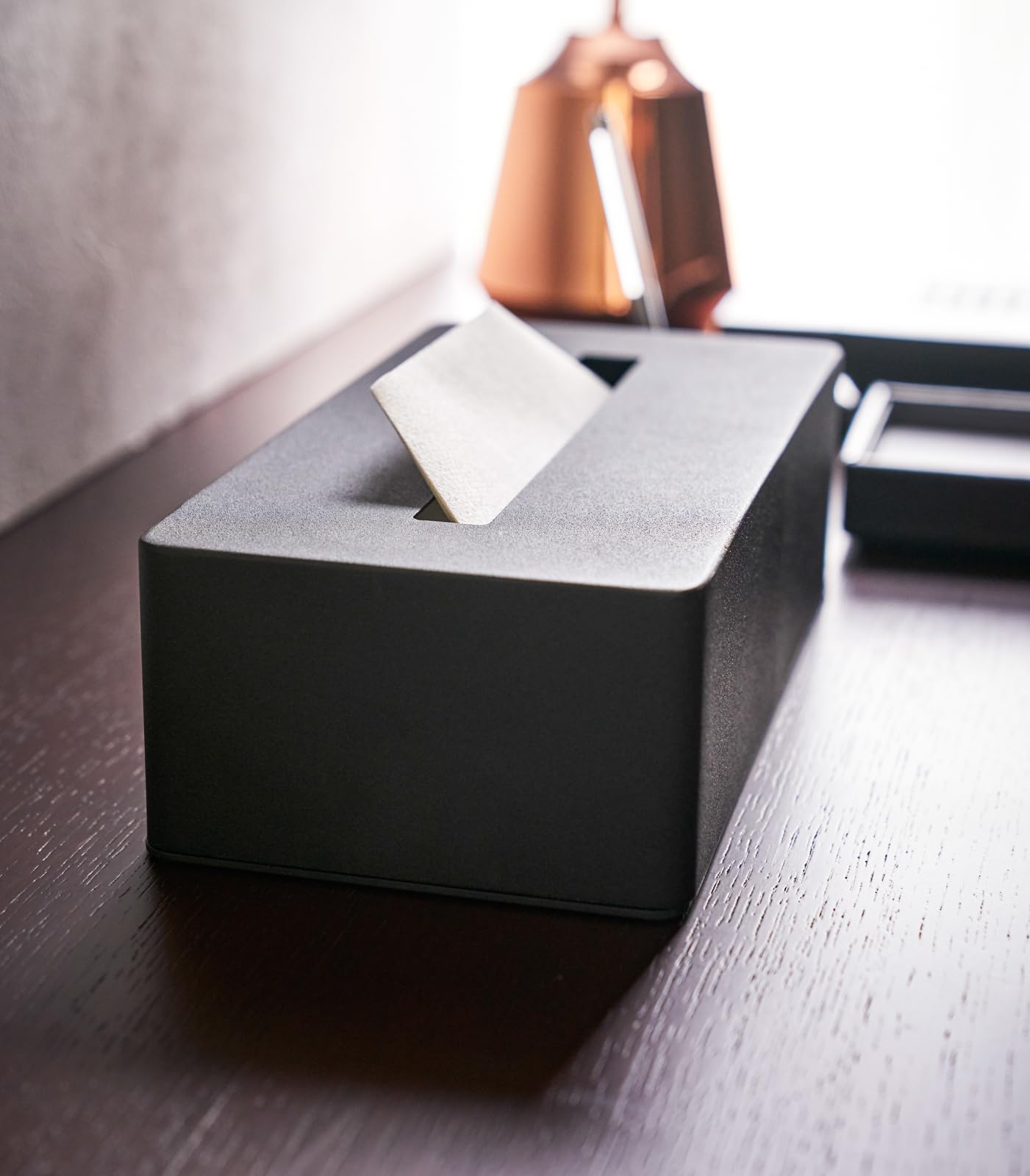 Yamazaki Home Rectangular Reusable Tissue Box Holder Cover Metal Container Case For Kitchen Bathroom Or Bedroom Steel One Size B