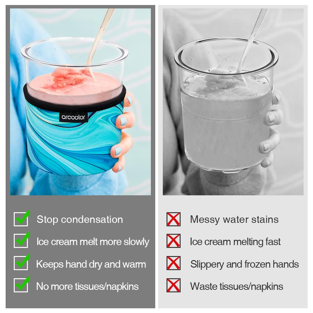 Arcoolor Ice Cream Neoprene Sleeve, Reusable Insulated Sleeves For Ninja Creami Pints, Compatible With Nc501, Nc500 Series Delux