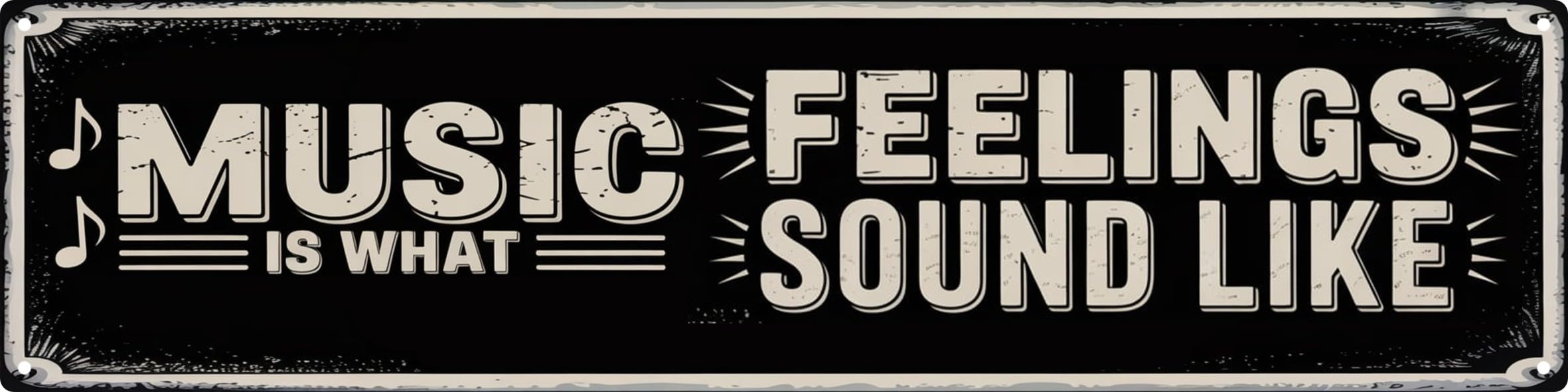 AWISZZZ Music is What Feelings Sound Like Metal Sign 4x16in Bohemian Plaque for Studio Wall Decor Musician Gift