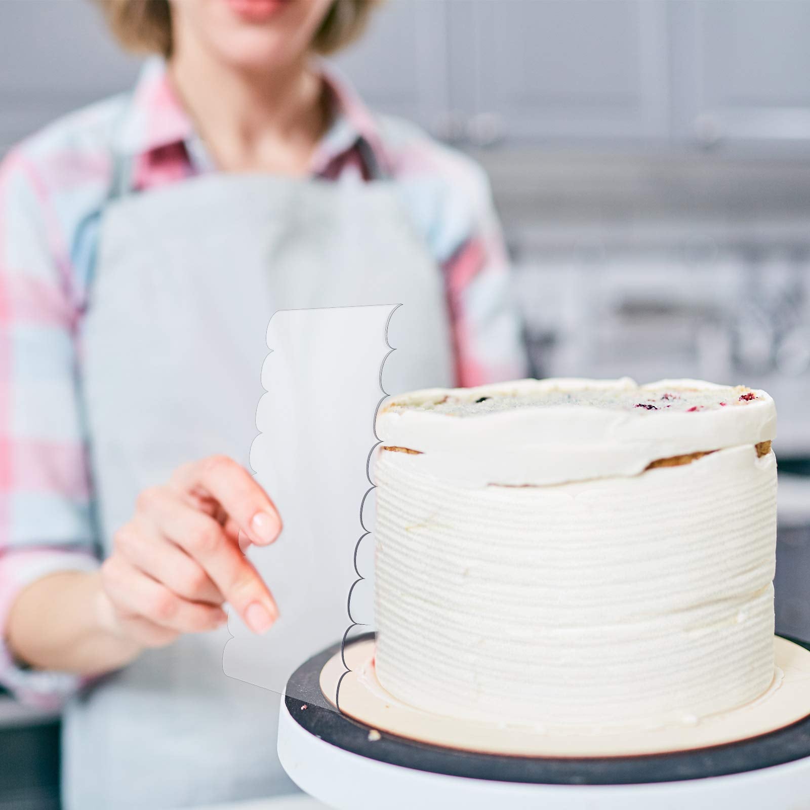 6 Pieces Clear Acrylic Cake Smoother Scraper Large Cake Comb For Icing Frosting Buttercream And Soft Plastic Cake Smoother Scrap