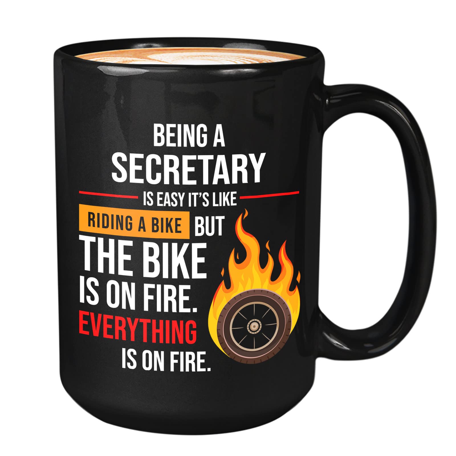 Bubble Hugs Secretary Coffee Mug 15Oz Black - Being A Secretary Is Easy It's Like Riding A Bike