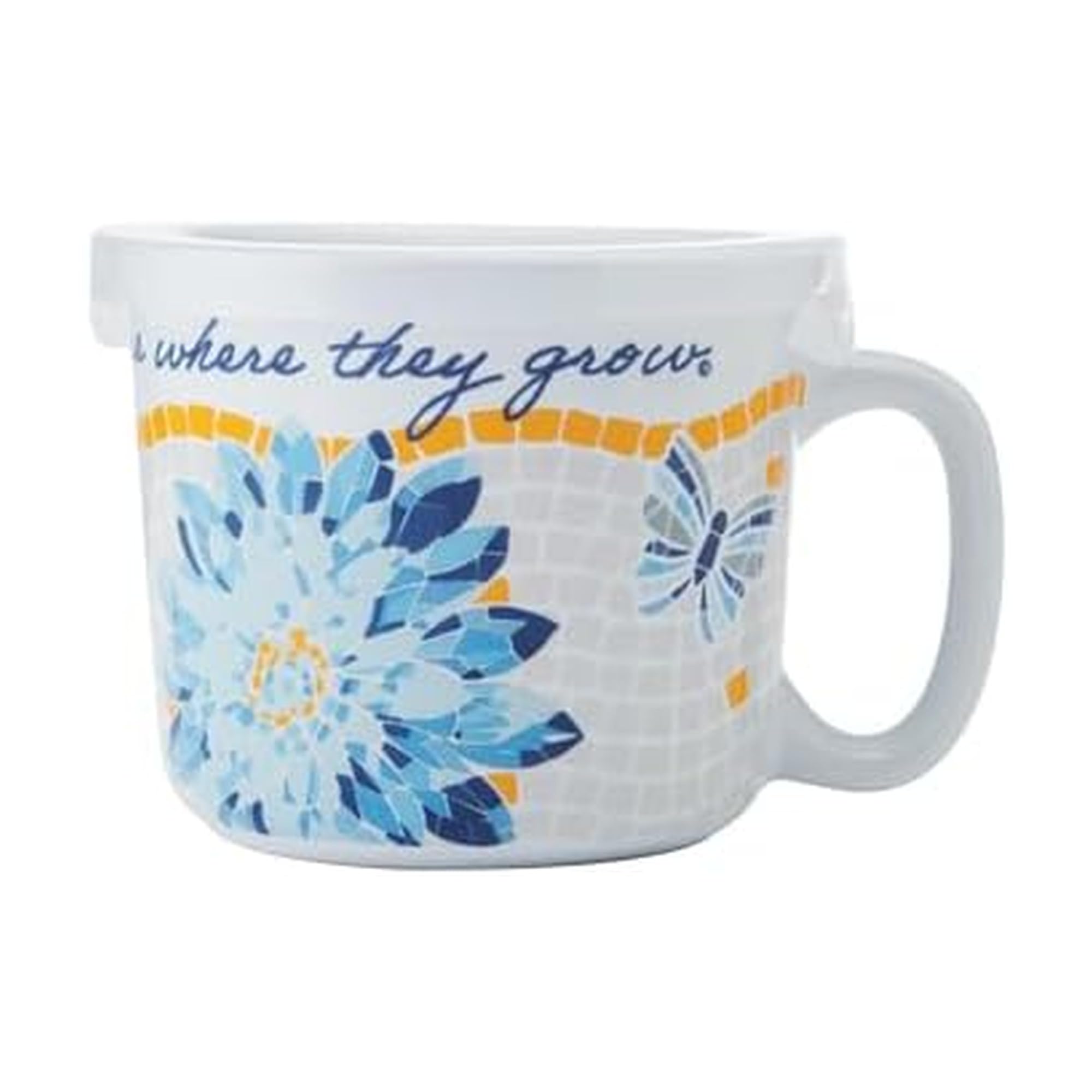 Dolly Parton Soup Mug with Lid Oversized Ceramic Mug with Mosaic Lyric Design, Airtight Lid for Storage and Travel, Oven and Mic