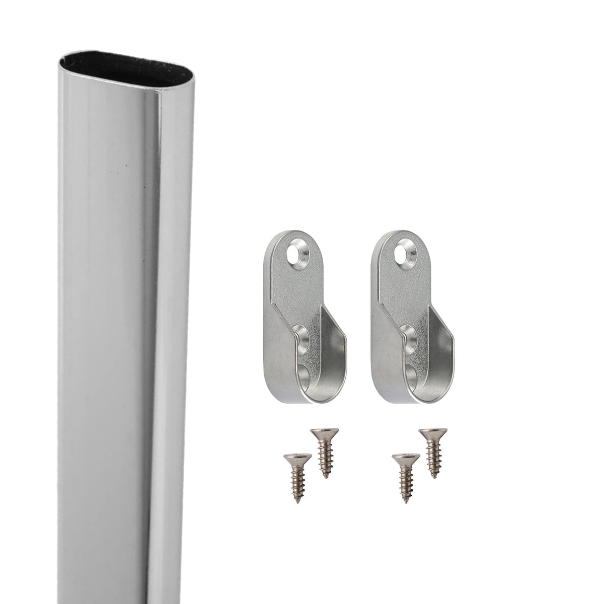Eai Polished Chrome Wardrobe Rail Oval Kit For Clothes Hanging (30X300Mm)