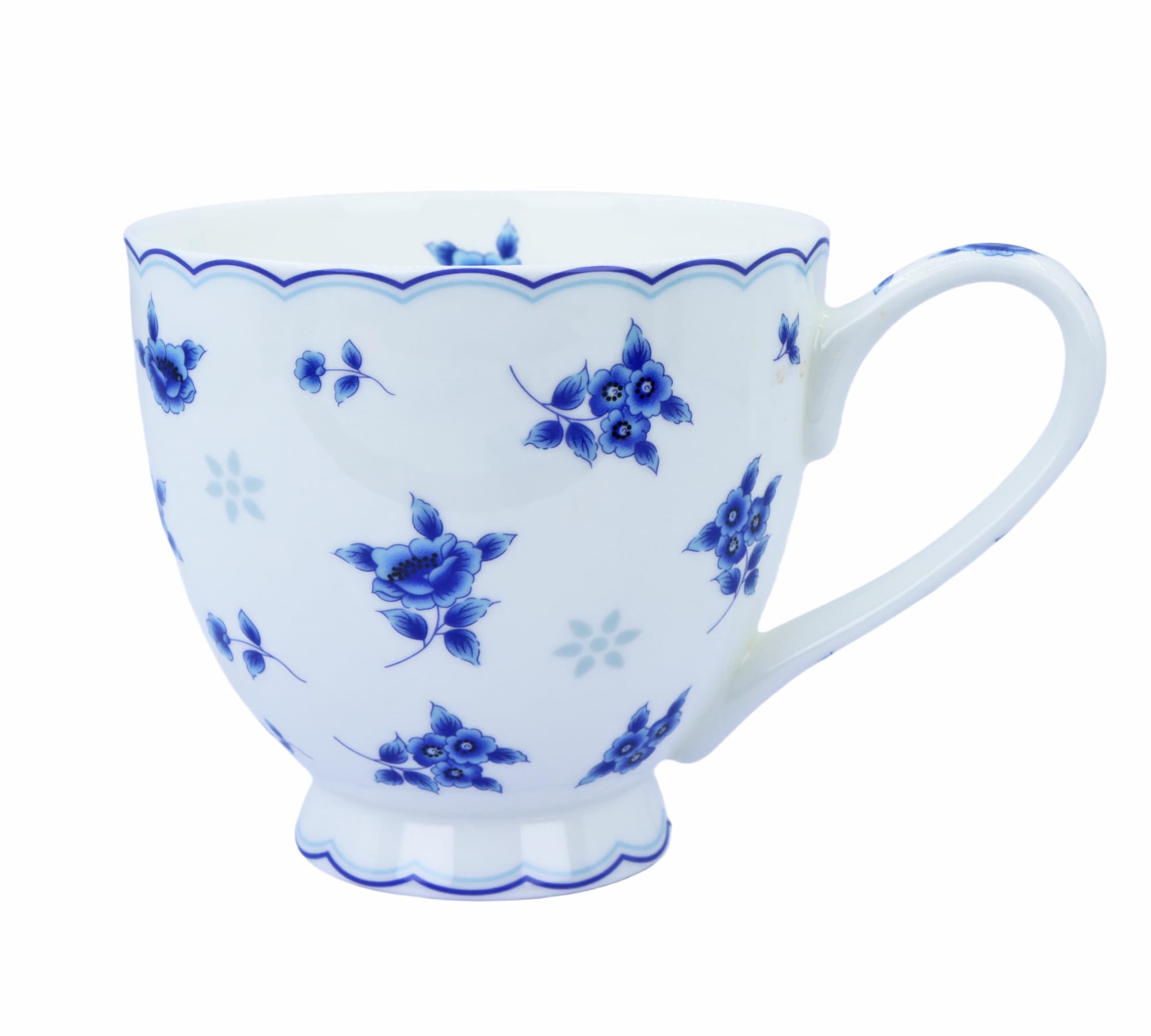 16oz Floral Bone China Coffee Mug, Cute Teacup for Office Daily Beverages