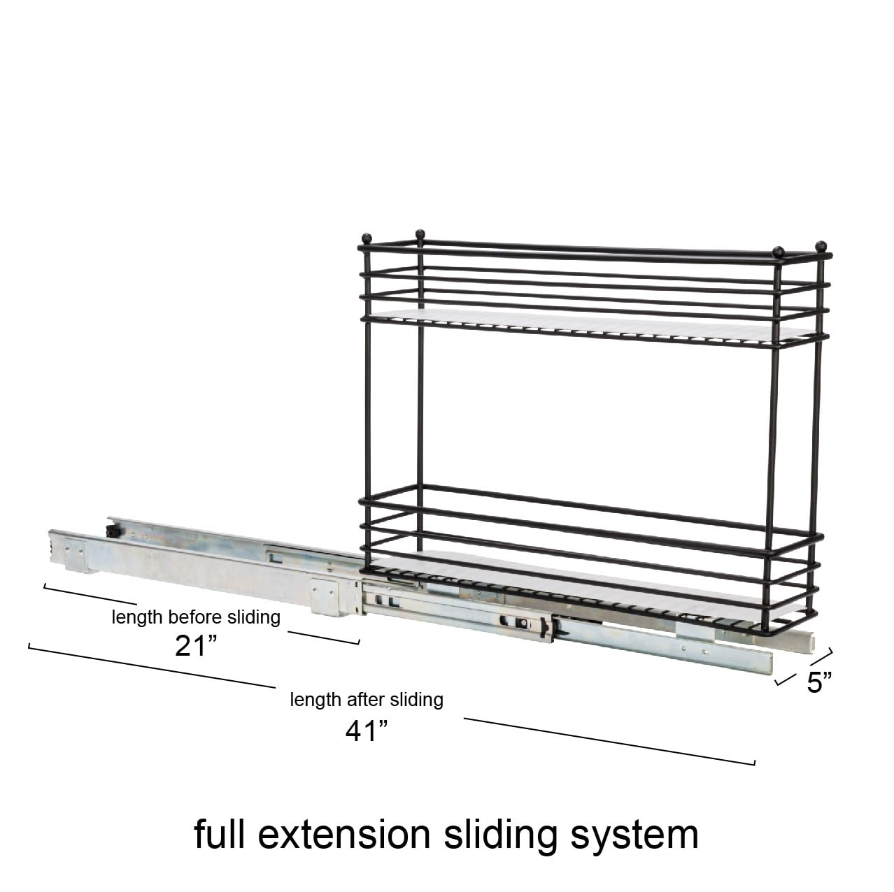 Household Essentials Narrow Sliding Cabinet Organizer, Two Tier Organizer, Matte Black, Great For Slim Cabinets In Kitchen, Bath